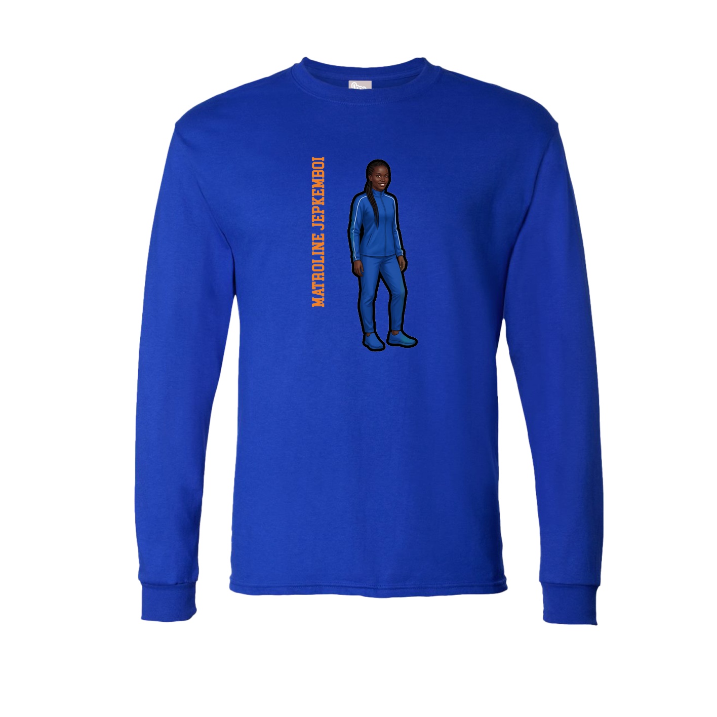 Long Sleeve Tee — Name Vertical in Royal