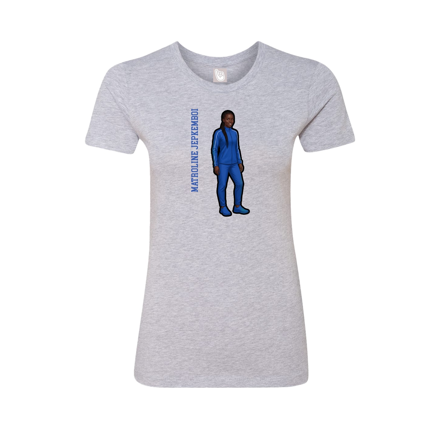 Fitted Women's Tee — Name Vertical in Grey