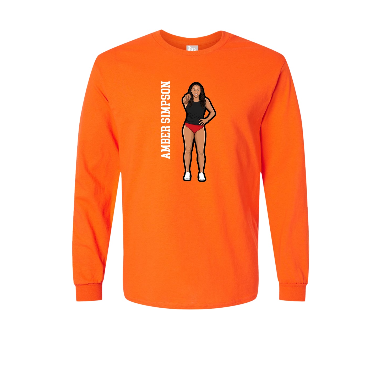 Long Sleeve Tee — Name Vertical in Orange