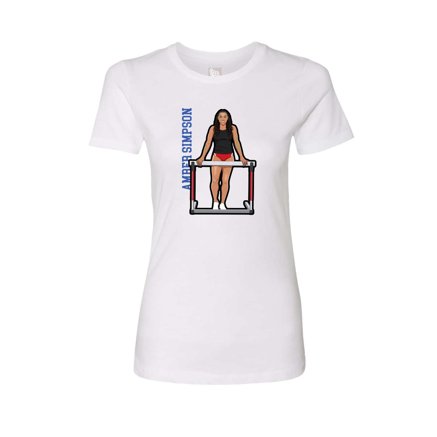 Fitted Women's Tee — Name Vertical in White