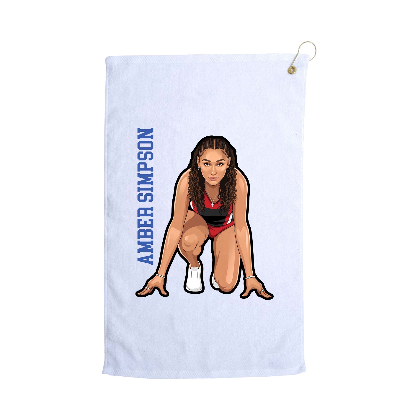 Golf Towel — Name Vertical in White