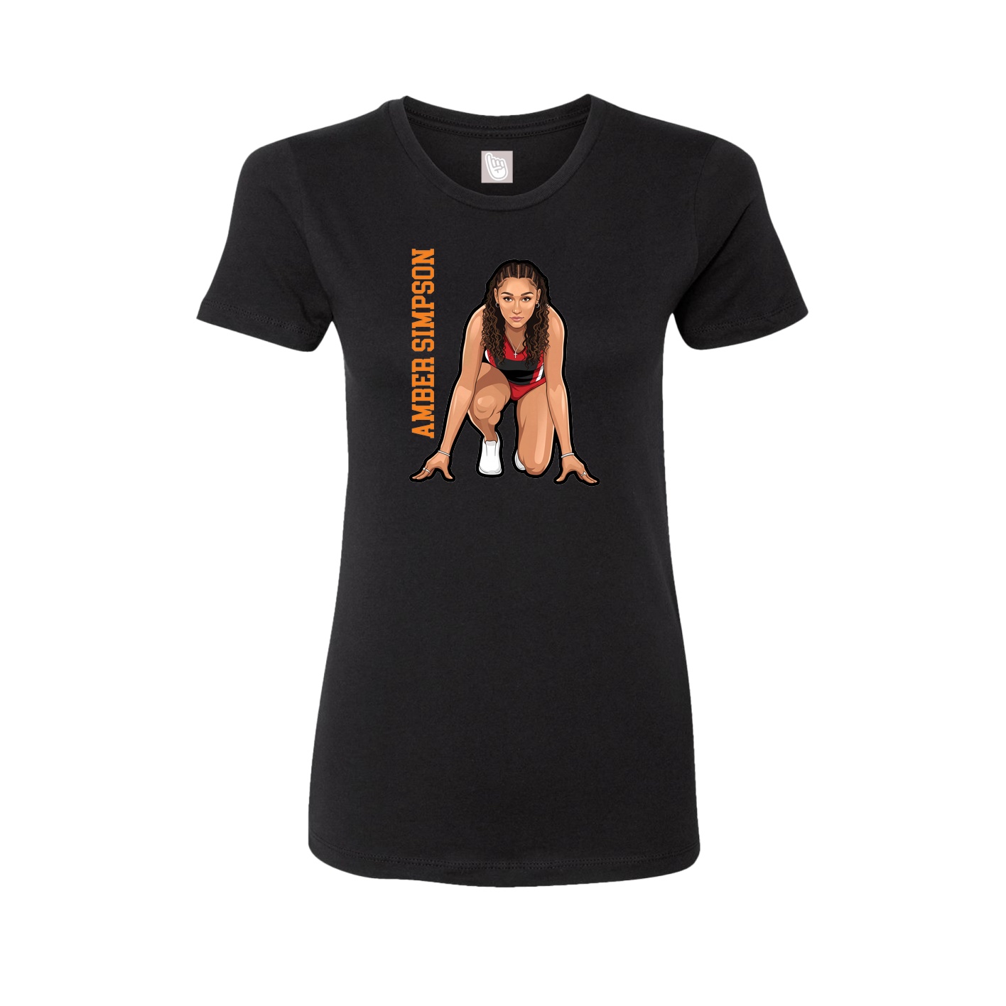 Fitted Women's Tee — Name Vertical in Black
