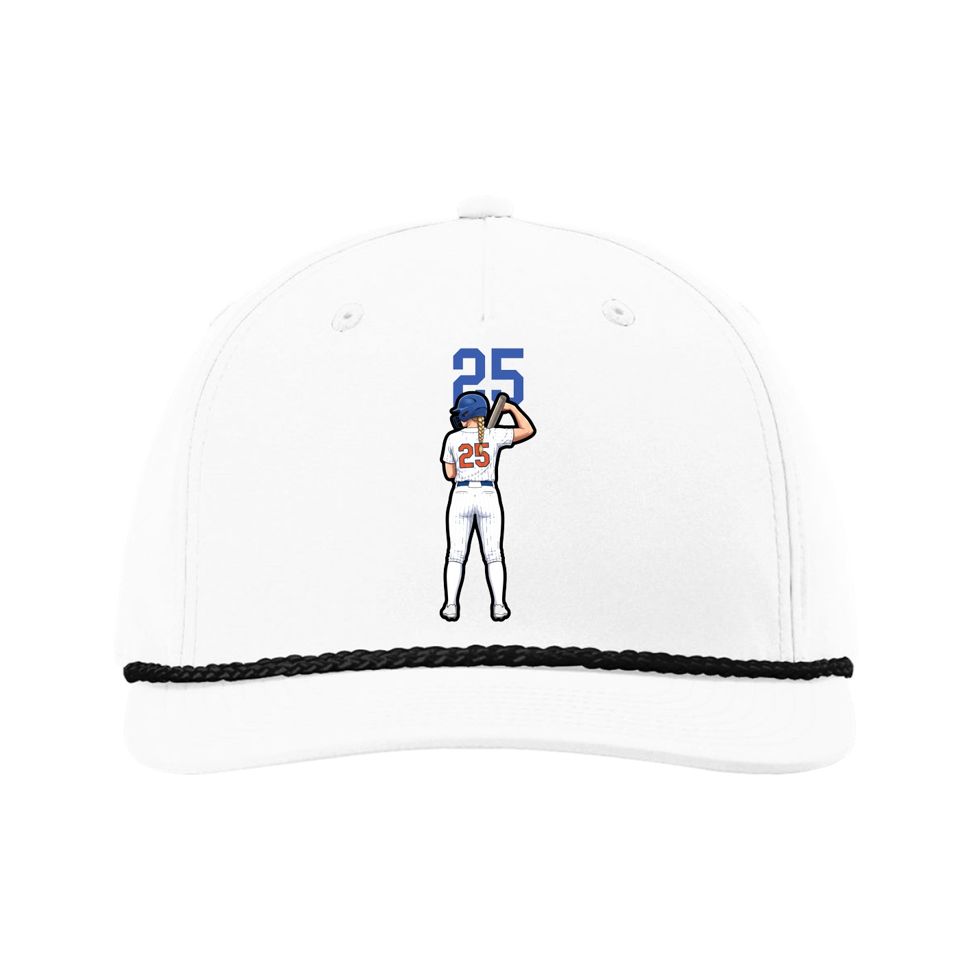 Five-Panel Classic Rope Cap — Number Top in White