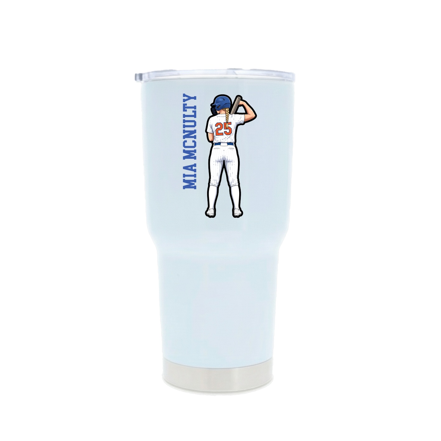 30oz Stainless Steel Tumbler — Name Vertical in White