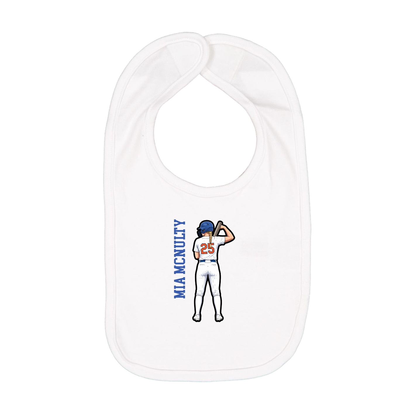 Infant Bib — Name Vertical in White