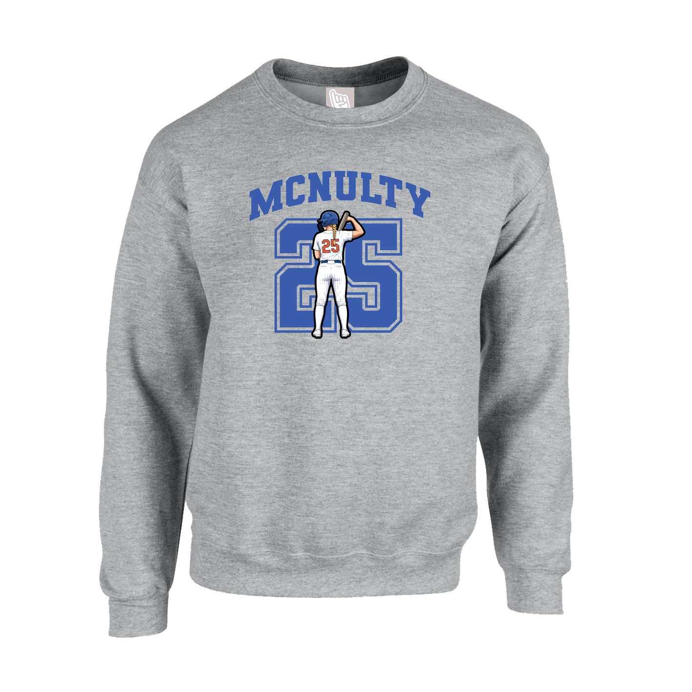 Fleece Crew — Number in Grey