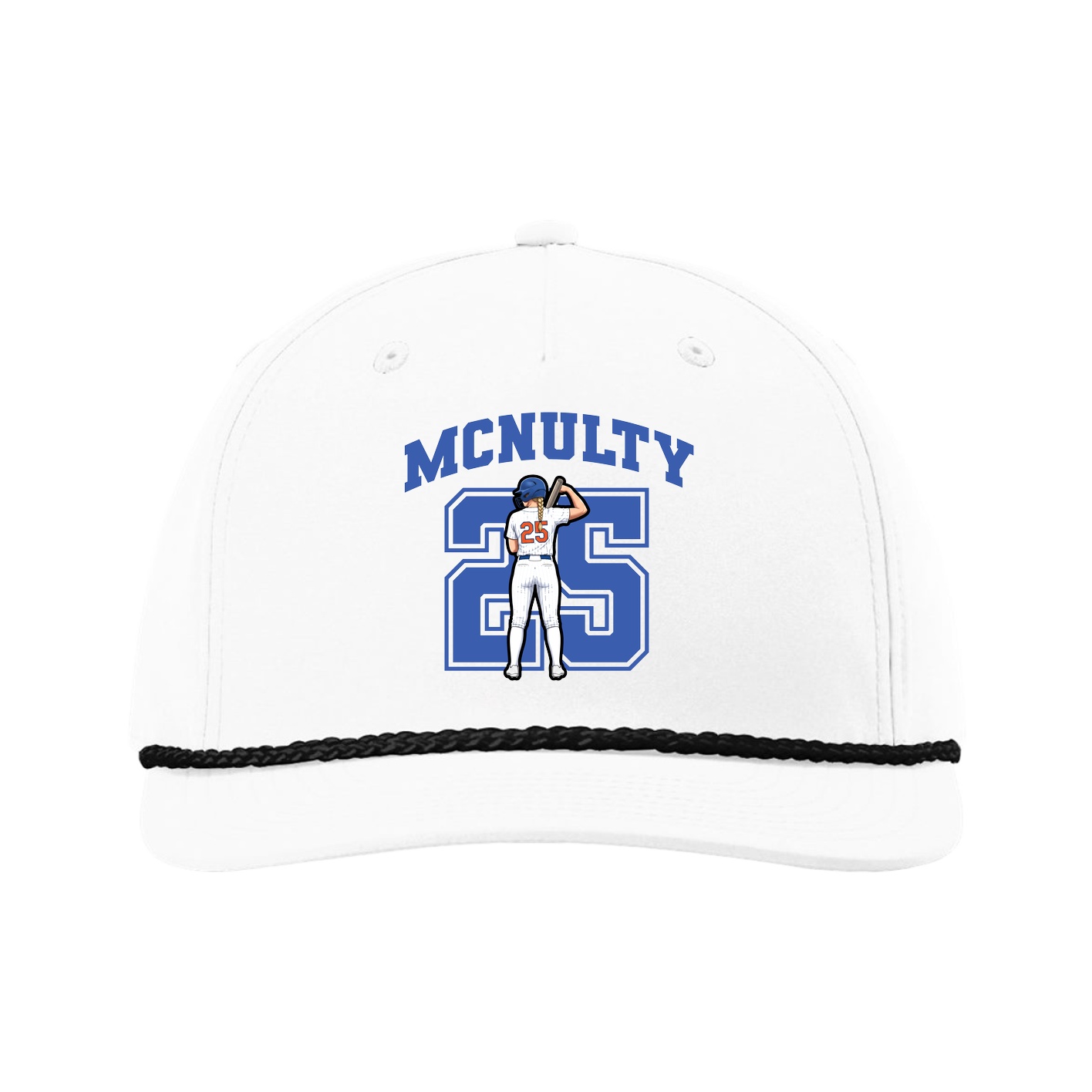 Five-Panel Classic Rope Cap — Number in White