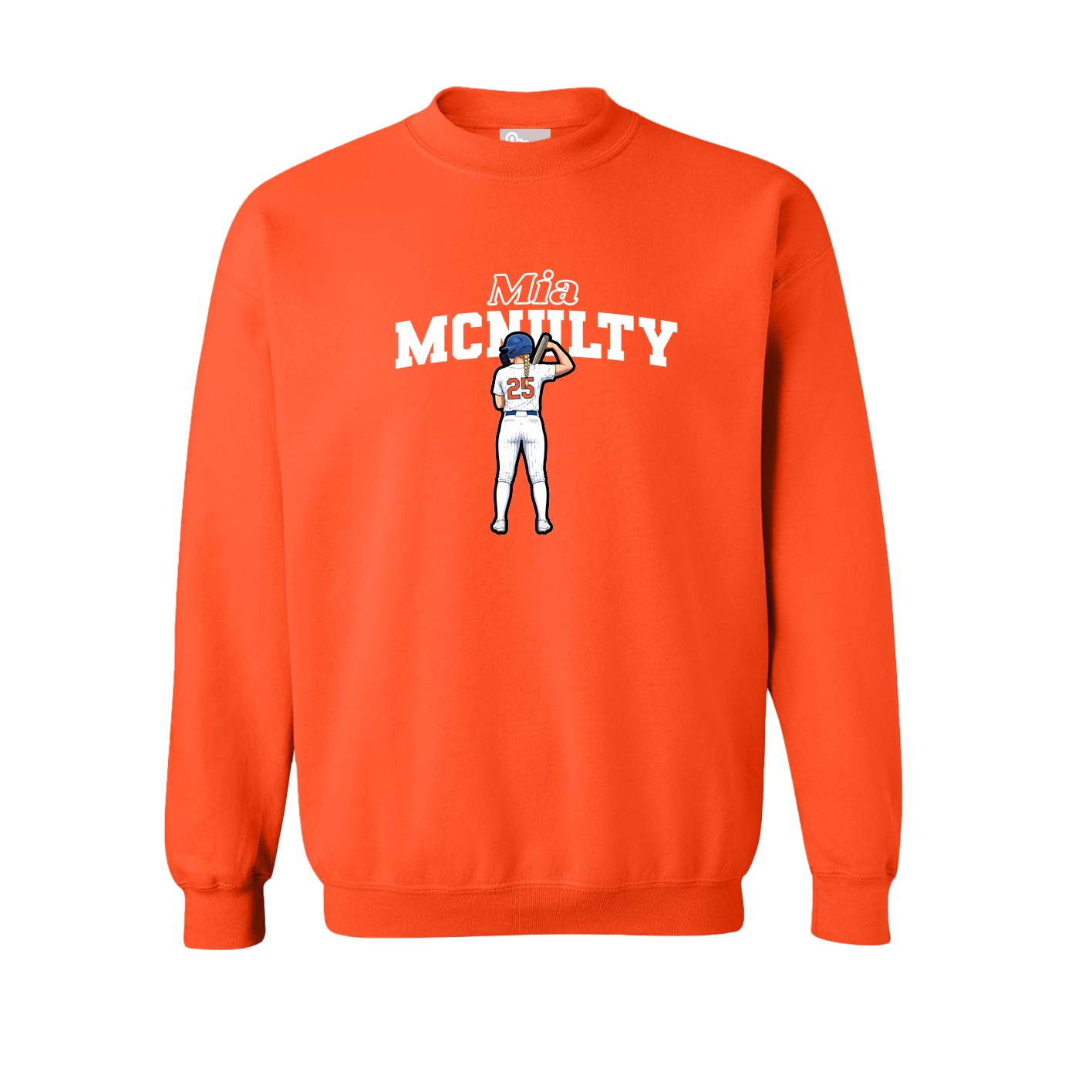 Fleece Crew — Name Arch in Orange