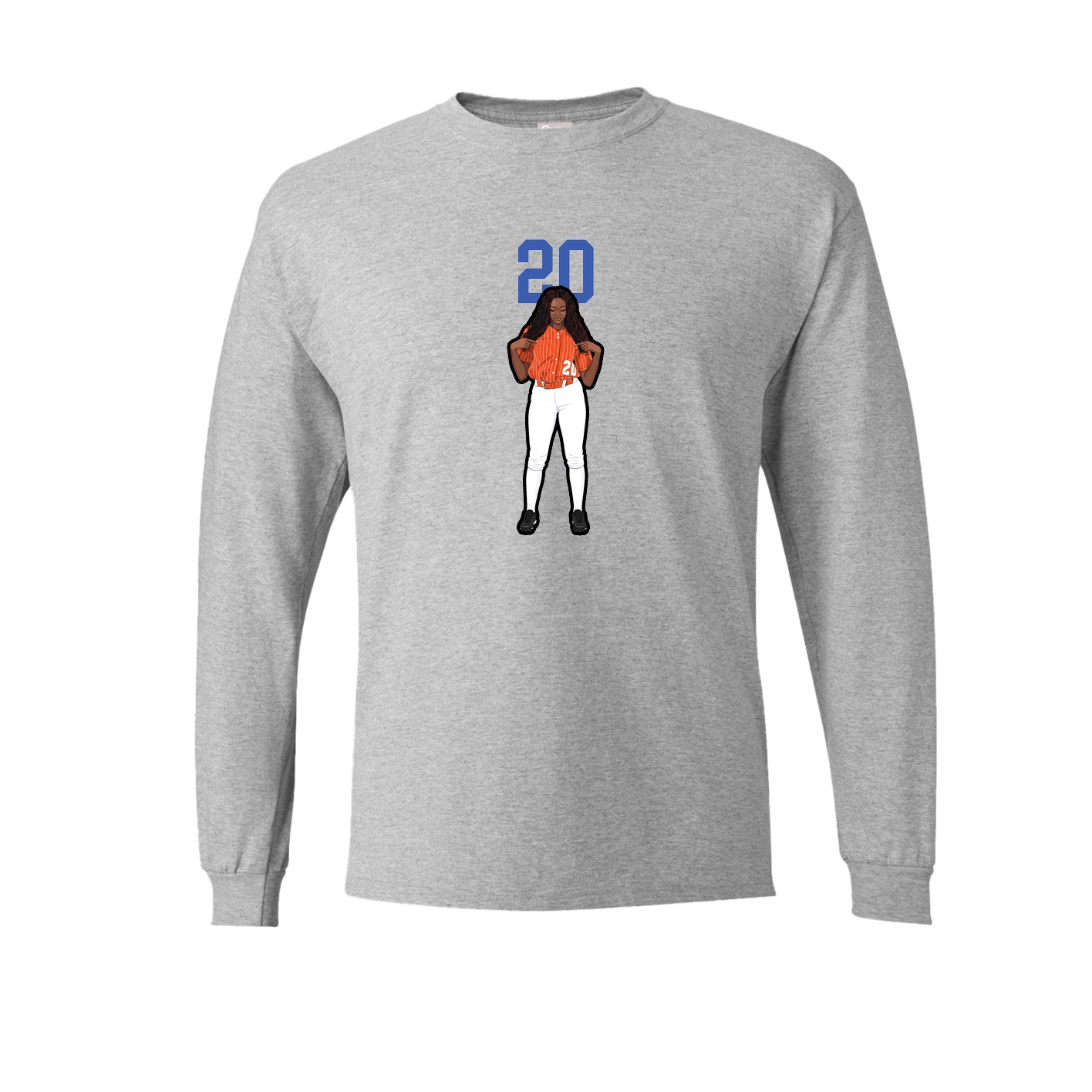 Long Sleeve Tee — Number Top in Grey