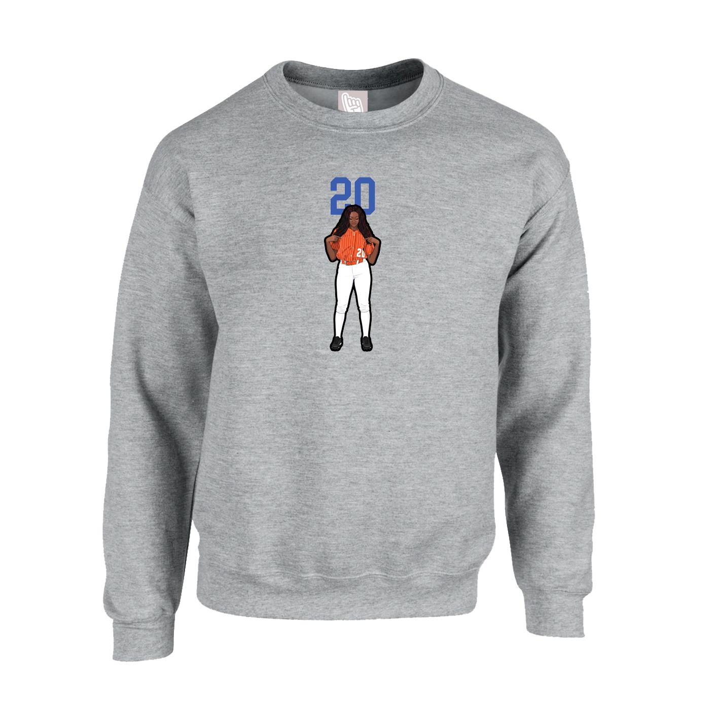 Fleece Crew — Number Top in Grey