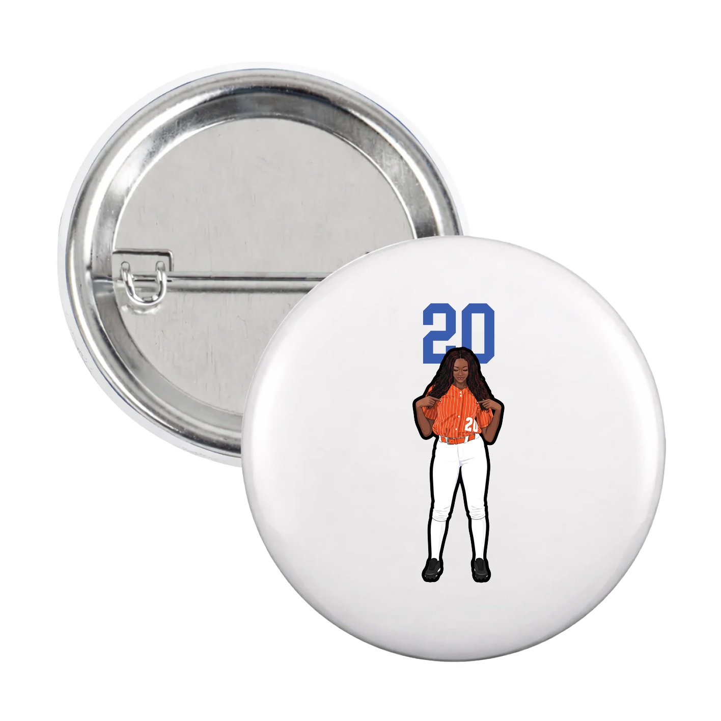Game Day Button — Number Top in White