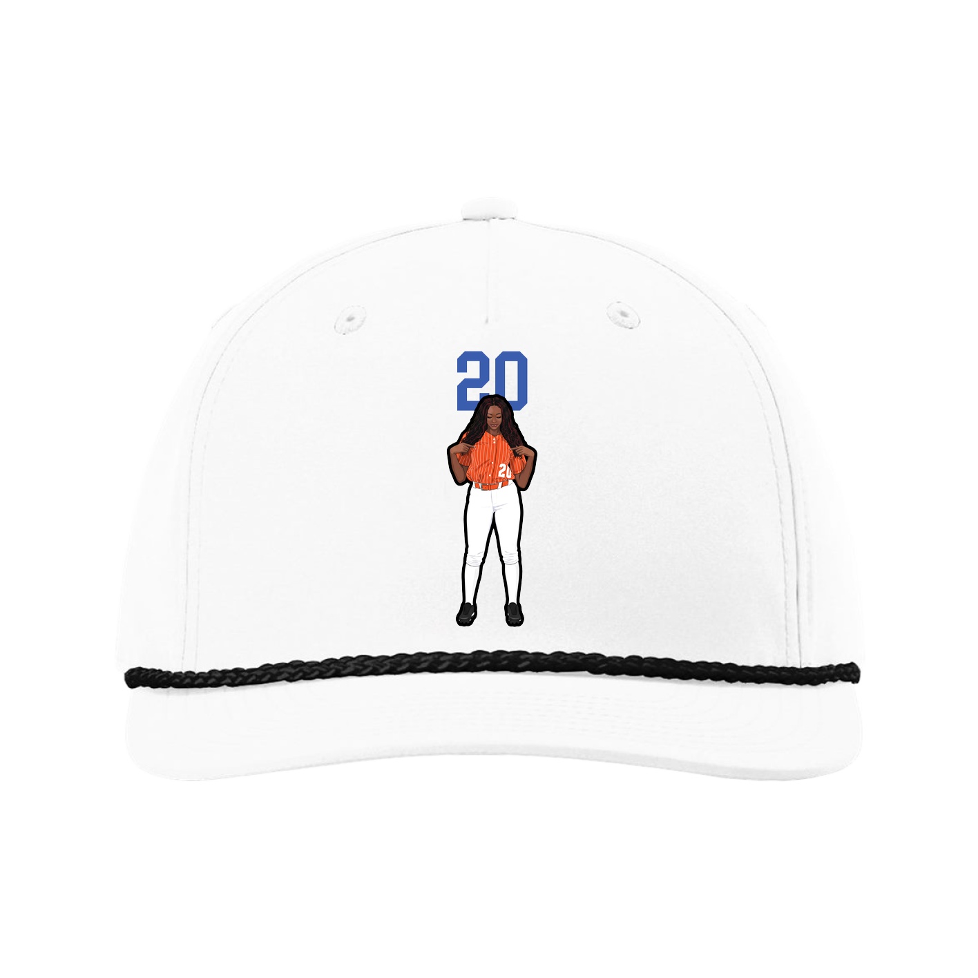 Five-Panel Classic Rope Cap — Number Top in White