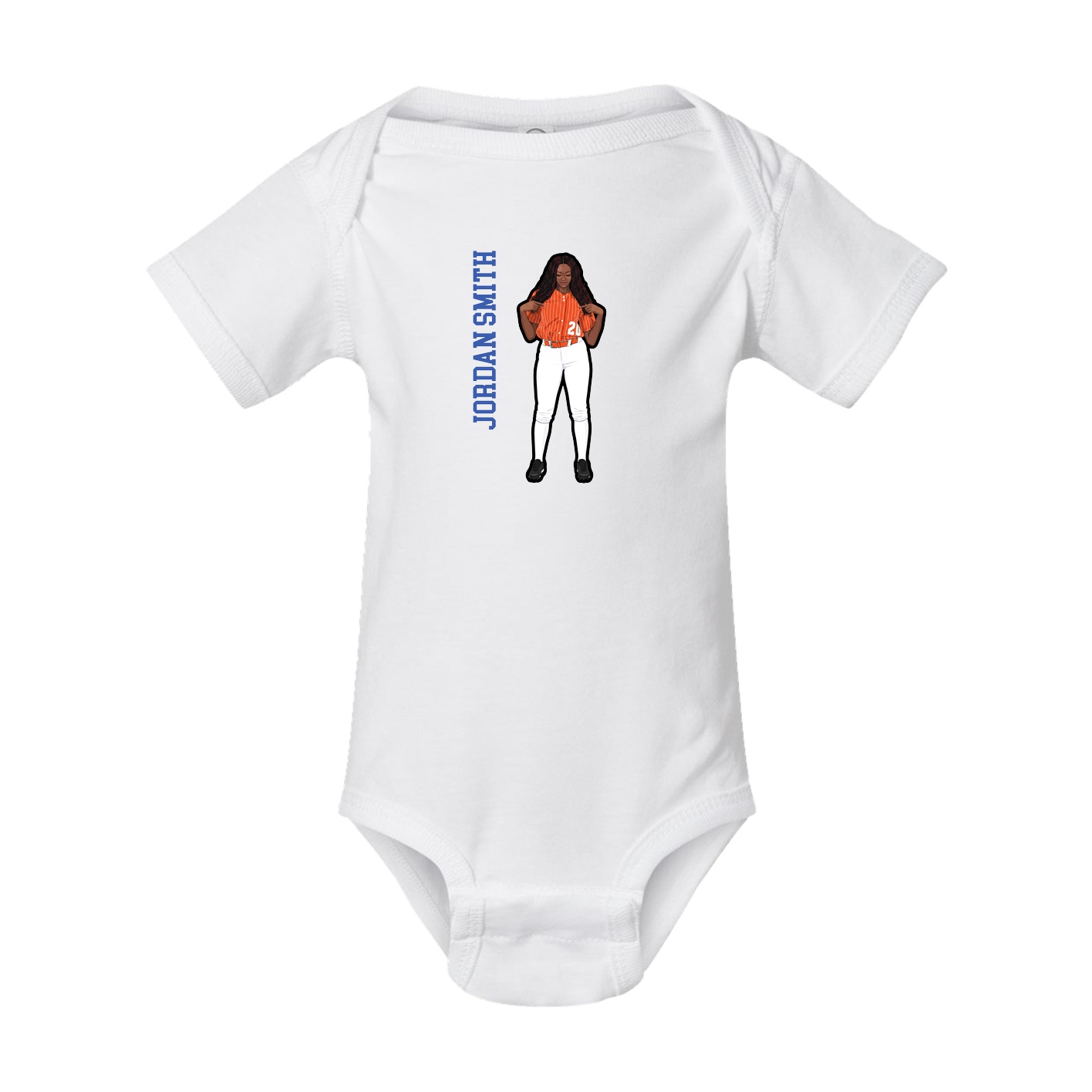 Baby Onesie — Name Vertical in White