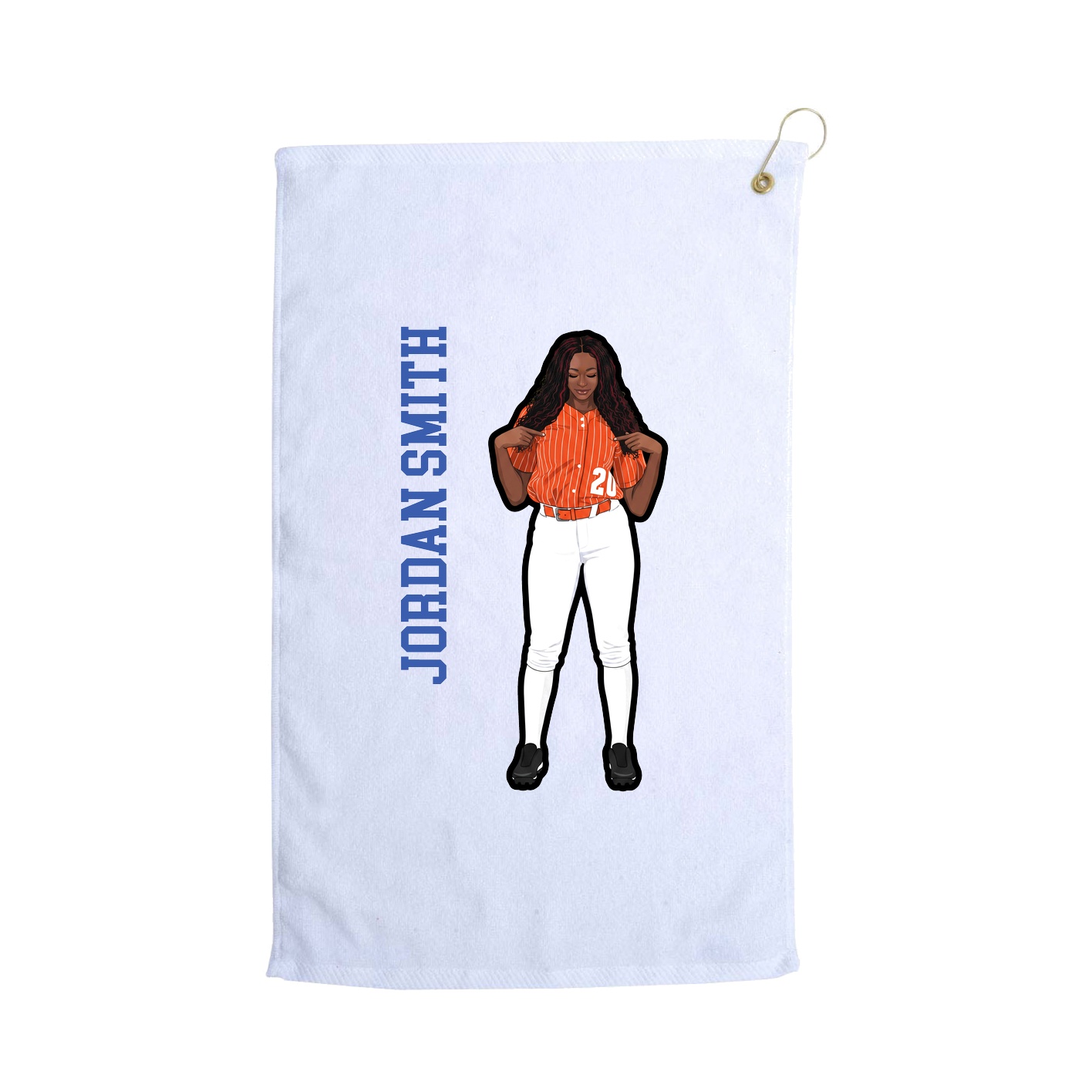 Golf Towel — Name Vertical in White