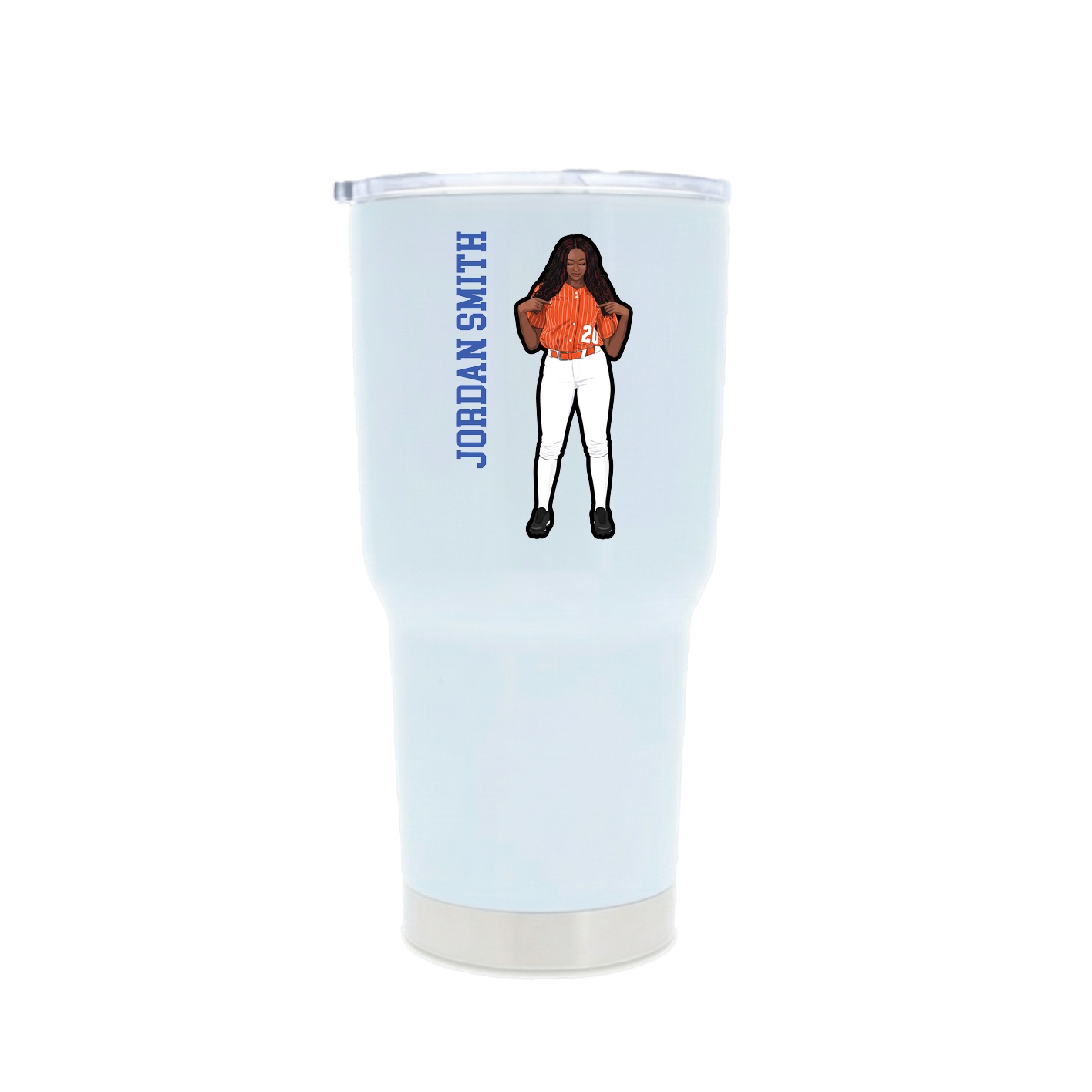 30oz Stainless Steel Tumbler — Name Vertical in White