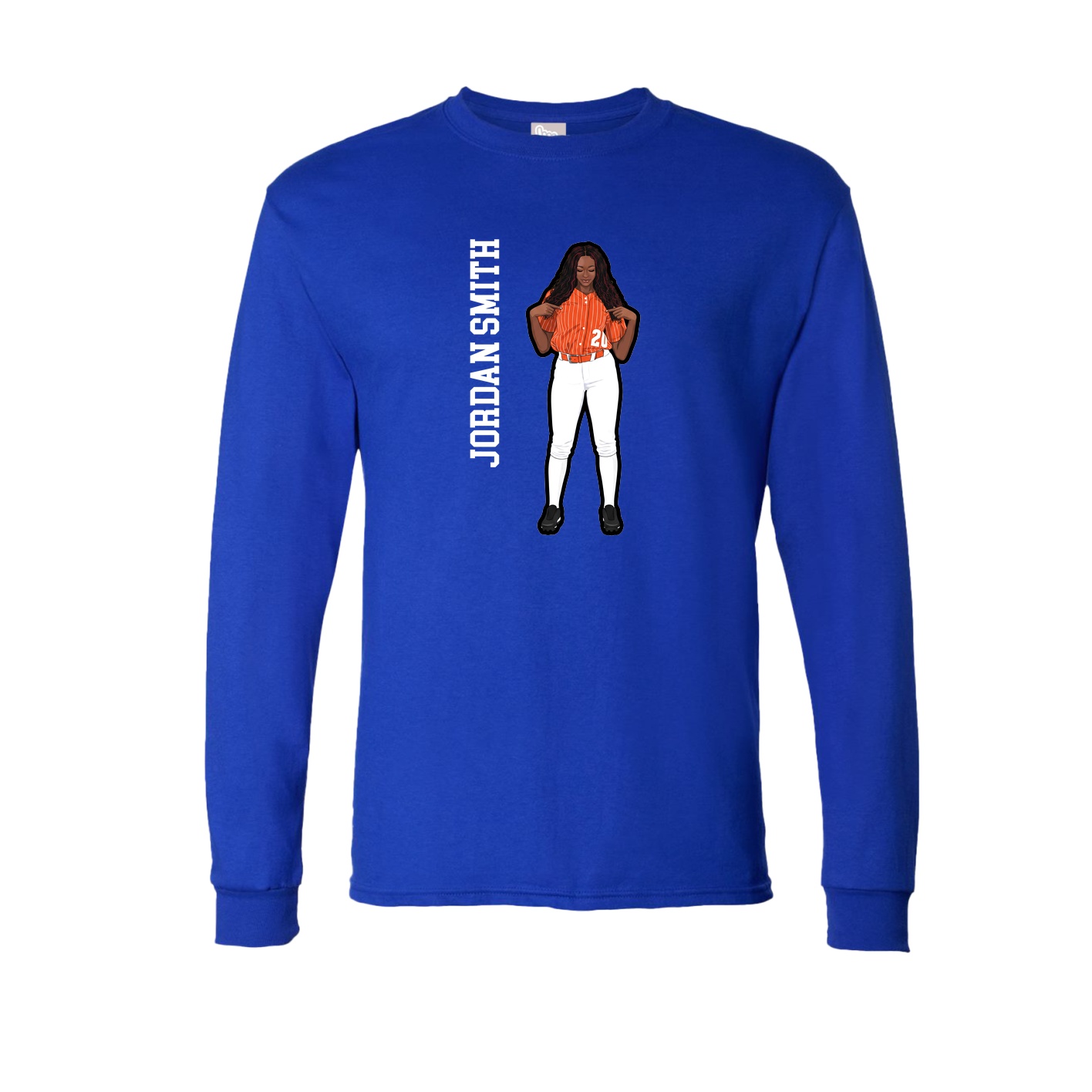 Long Sleeve Tee — Name Vertical in Royal