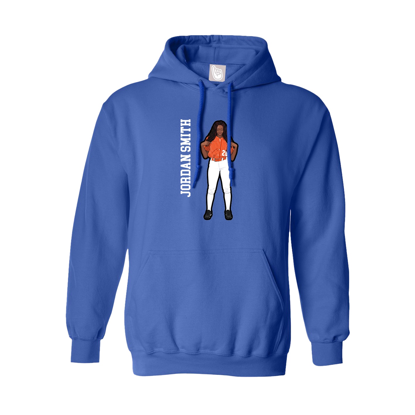 Hoodie — Name Vertical in Royal