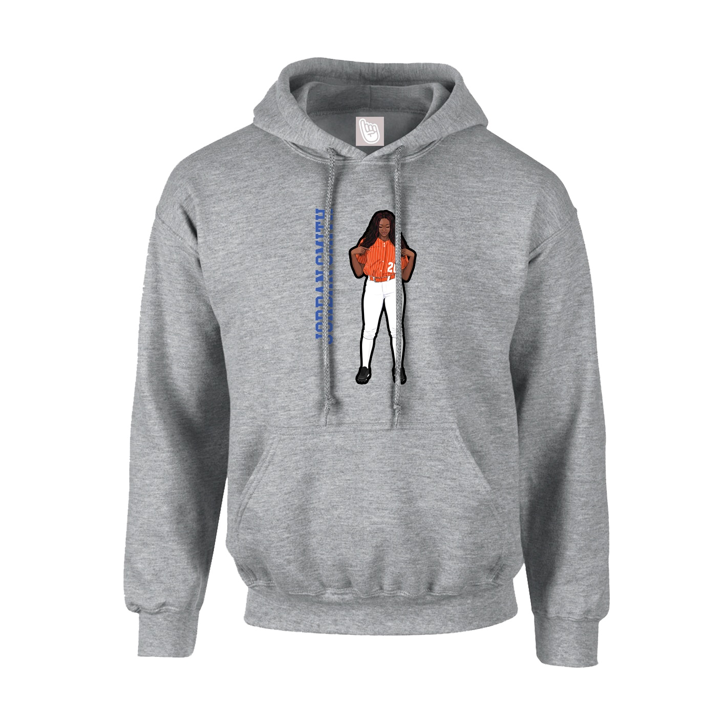 Youth Hoodie — Name Vertical in Grey