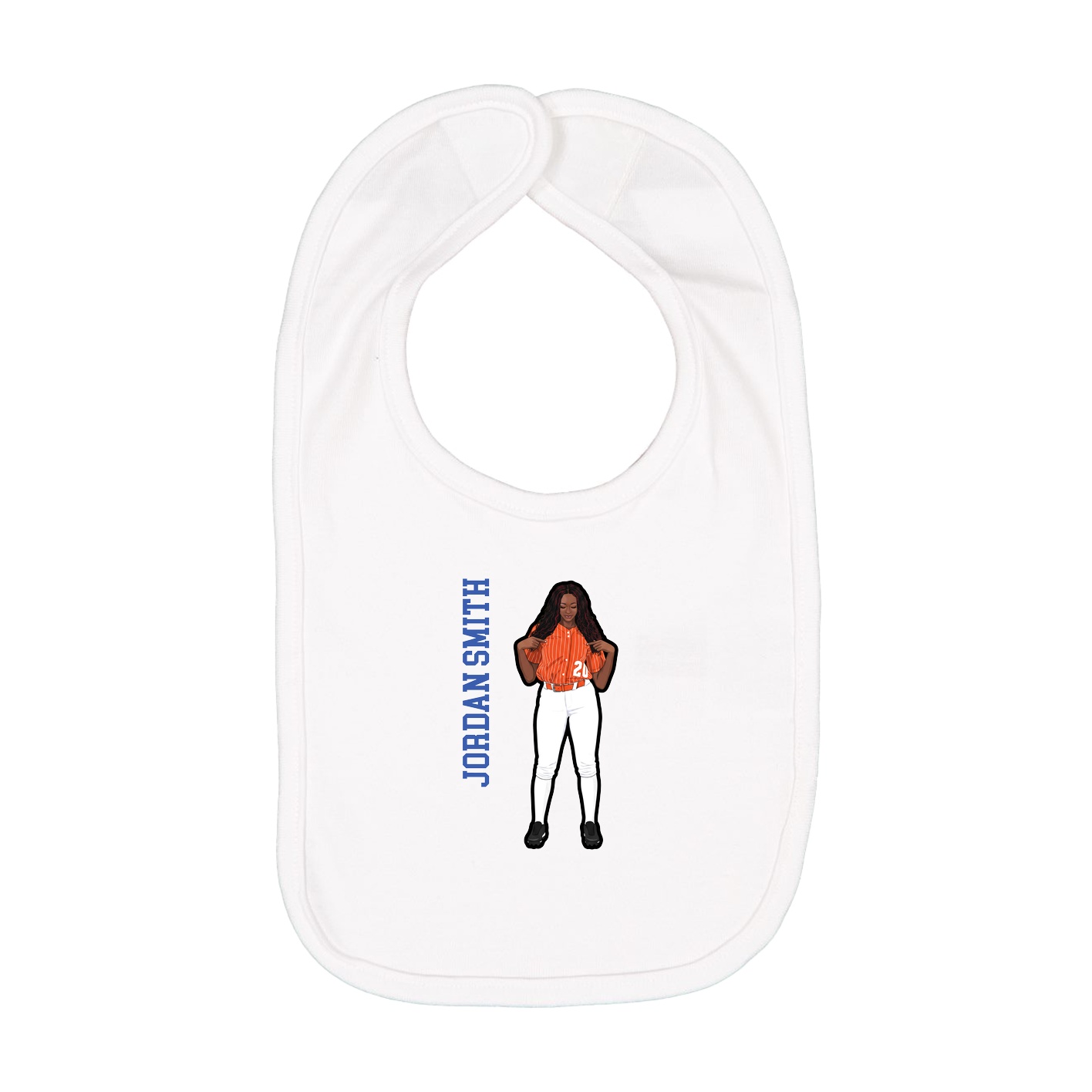Infant Bib — Name Vertical in White