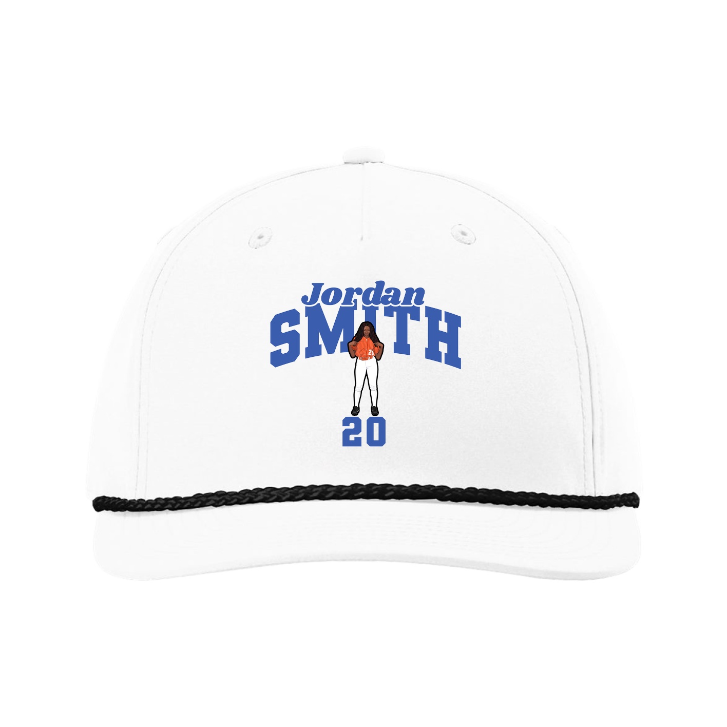 Five-Panel Classic Rope Cap — Signature Arch in White