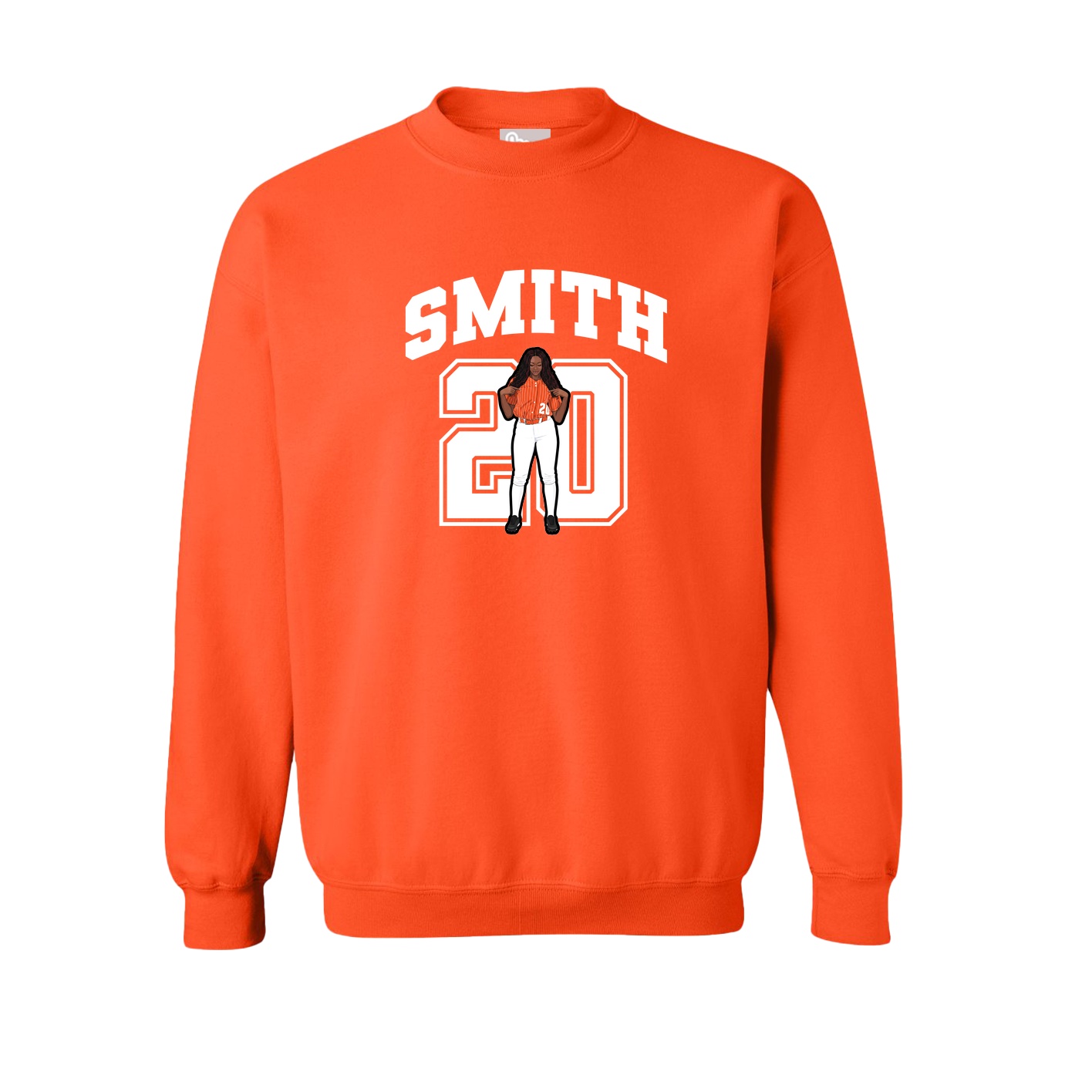 Fleece Crew — Number in Orange