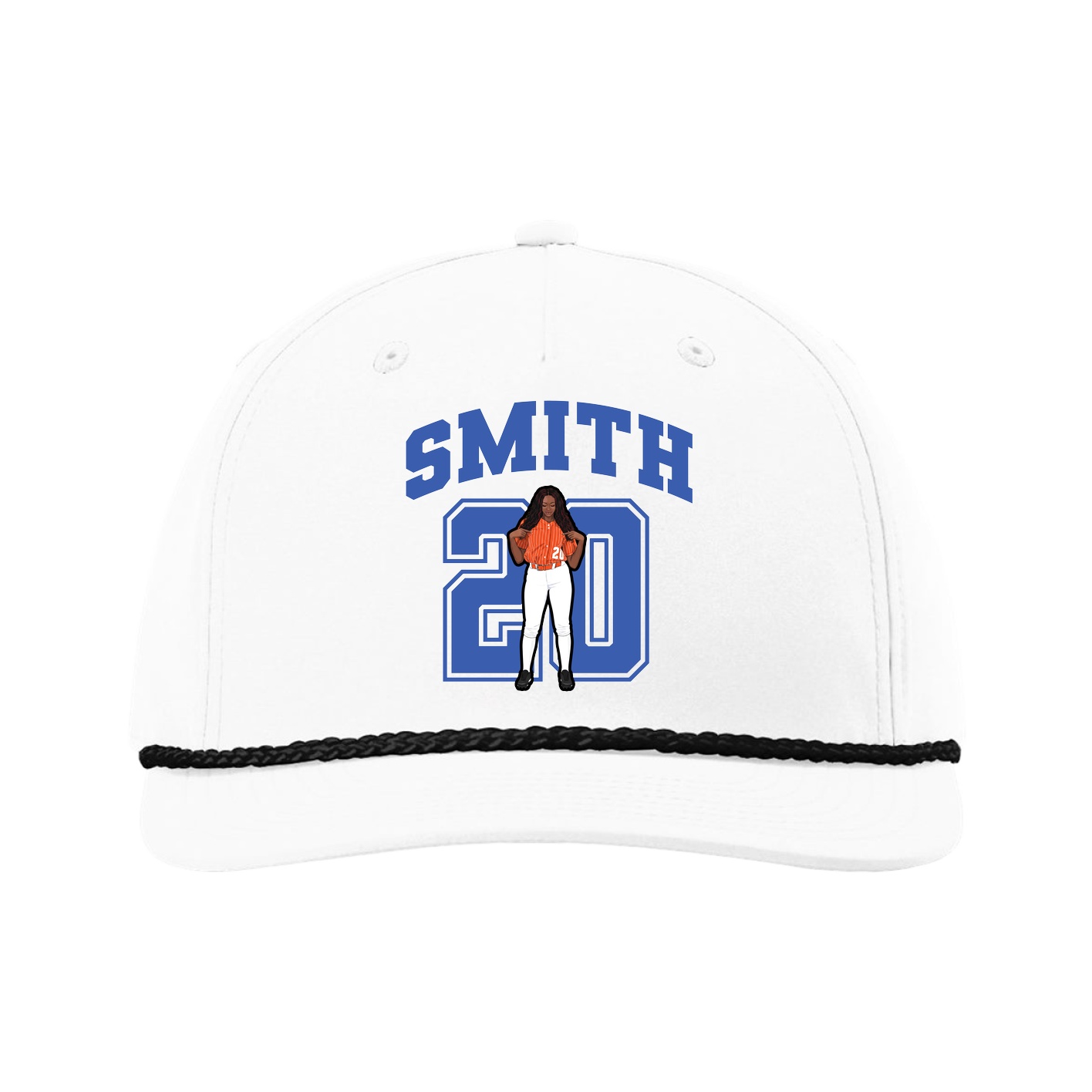 Five-Panel Classic Rope Cap — Number in White