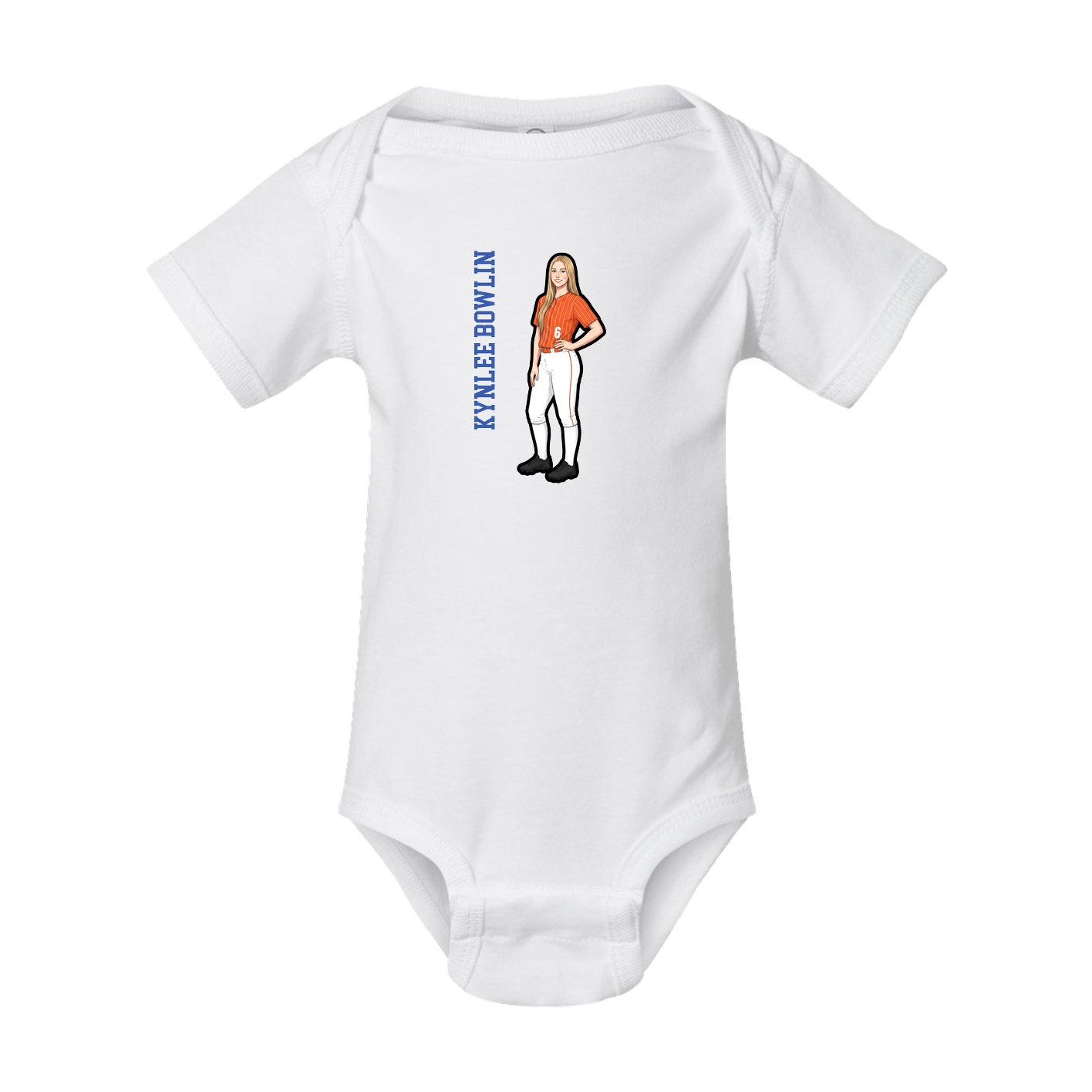 Baby Onesie — Name Vertical in White