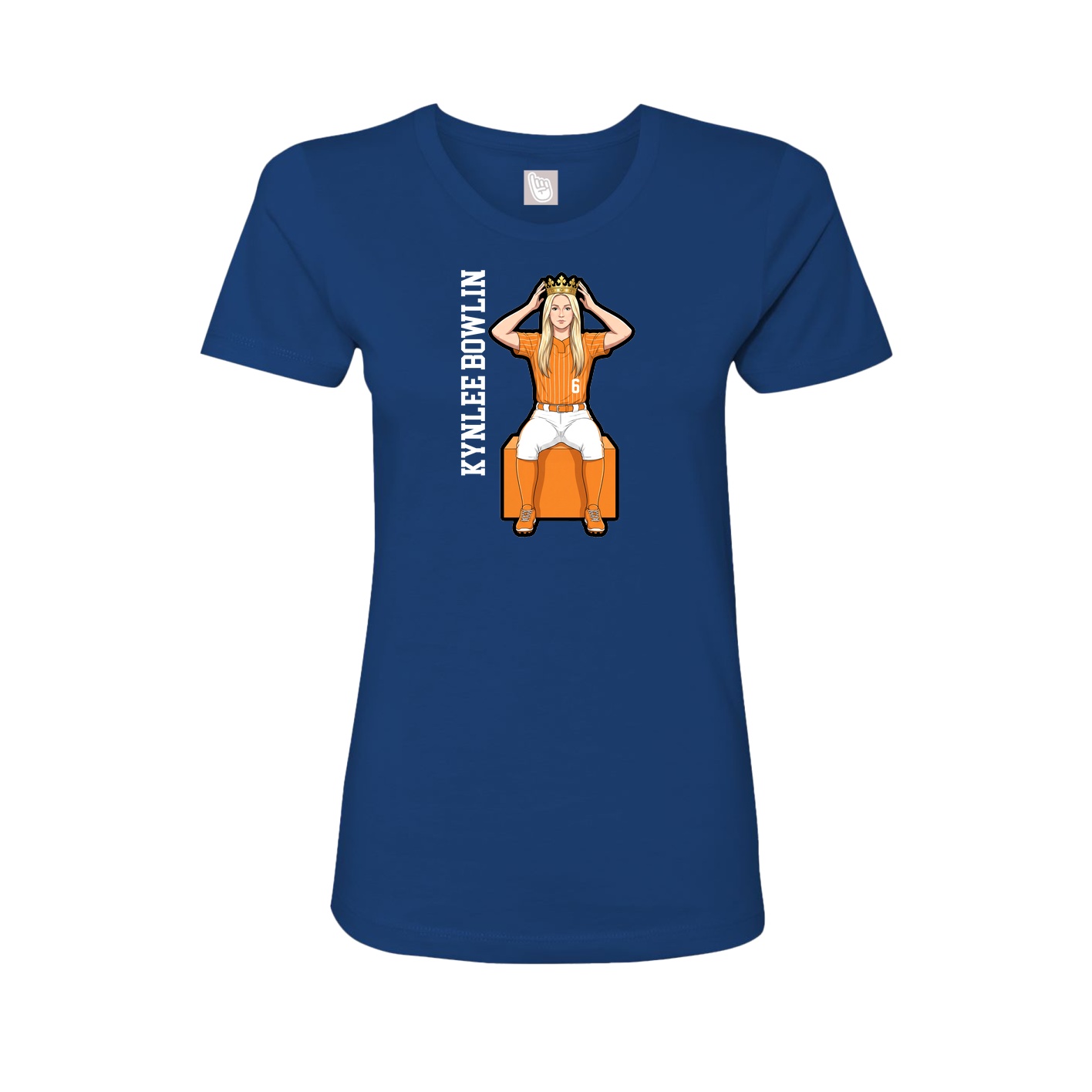 Fitted Women's Tee — Name Vertical in Royal