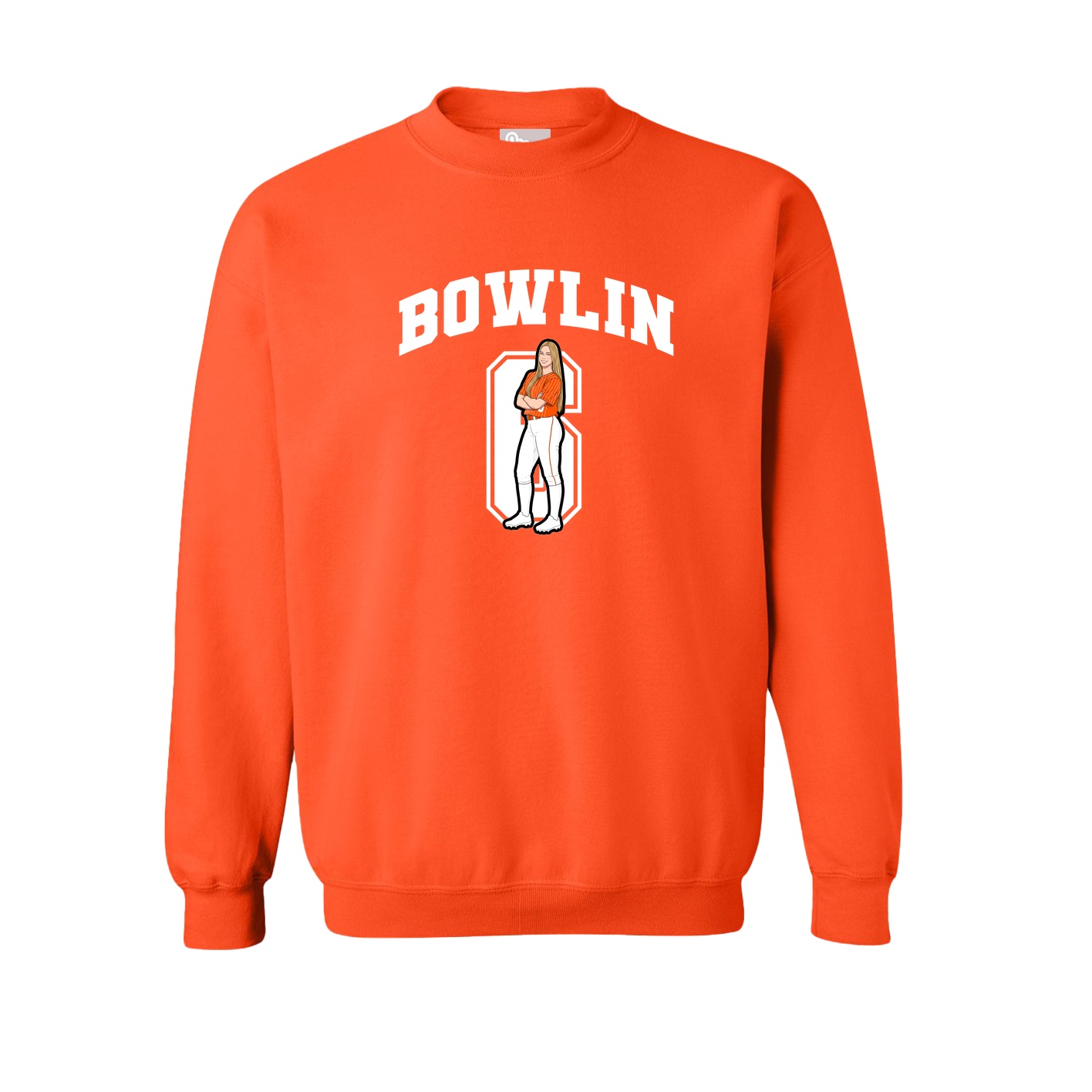 Fleece Crew — Number in Orange