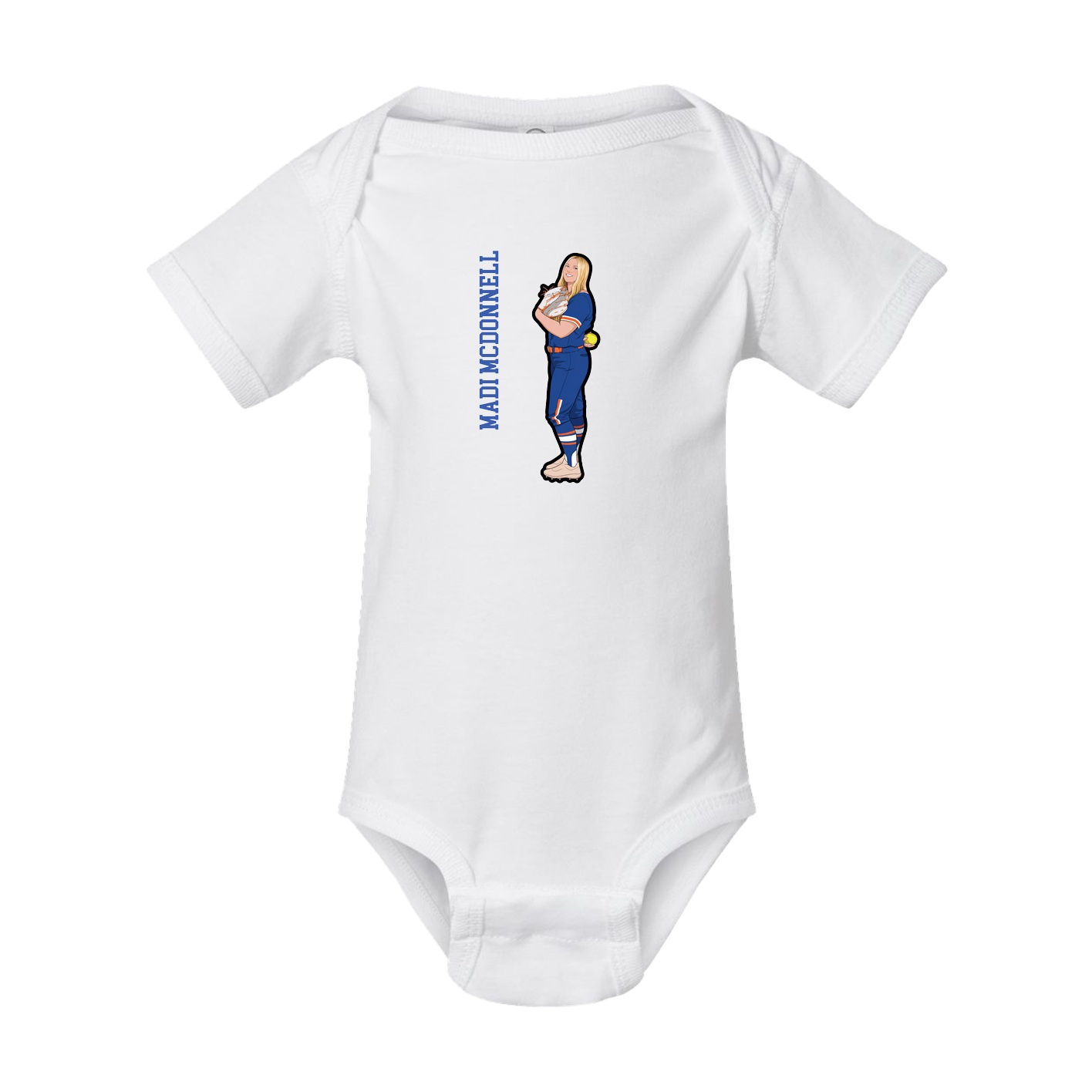 Baby Onesie — Name Vertical in White