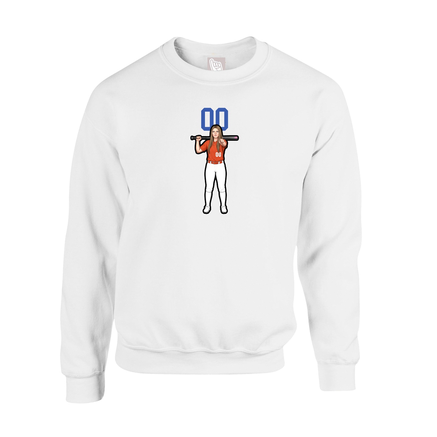 Fleece Crew — Number Top in White