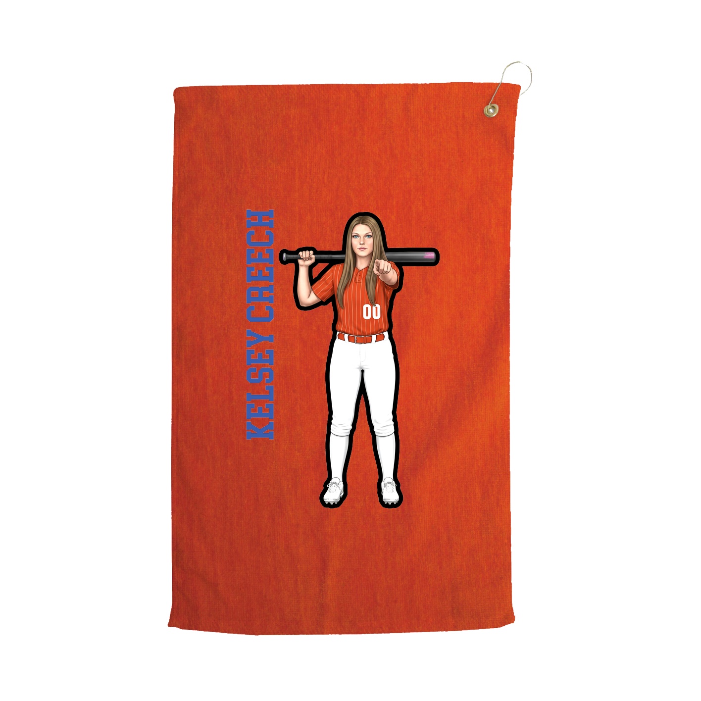 Golf Towel — Name Vertical in Orange