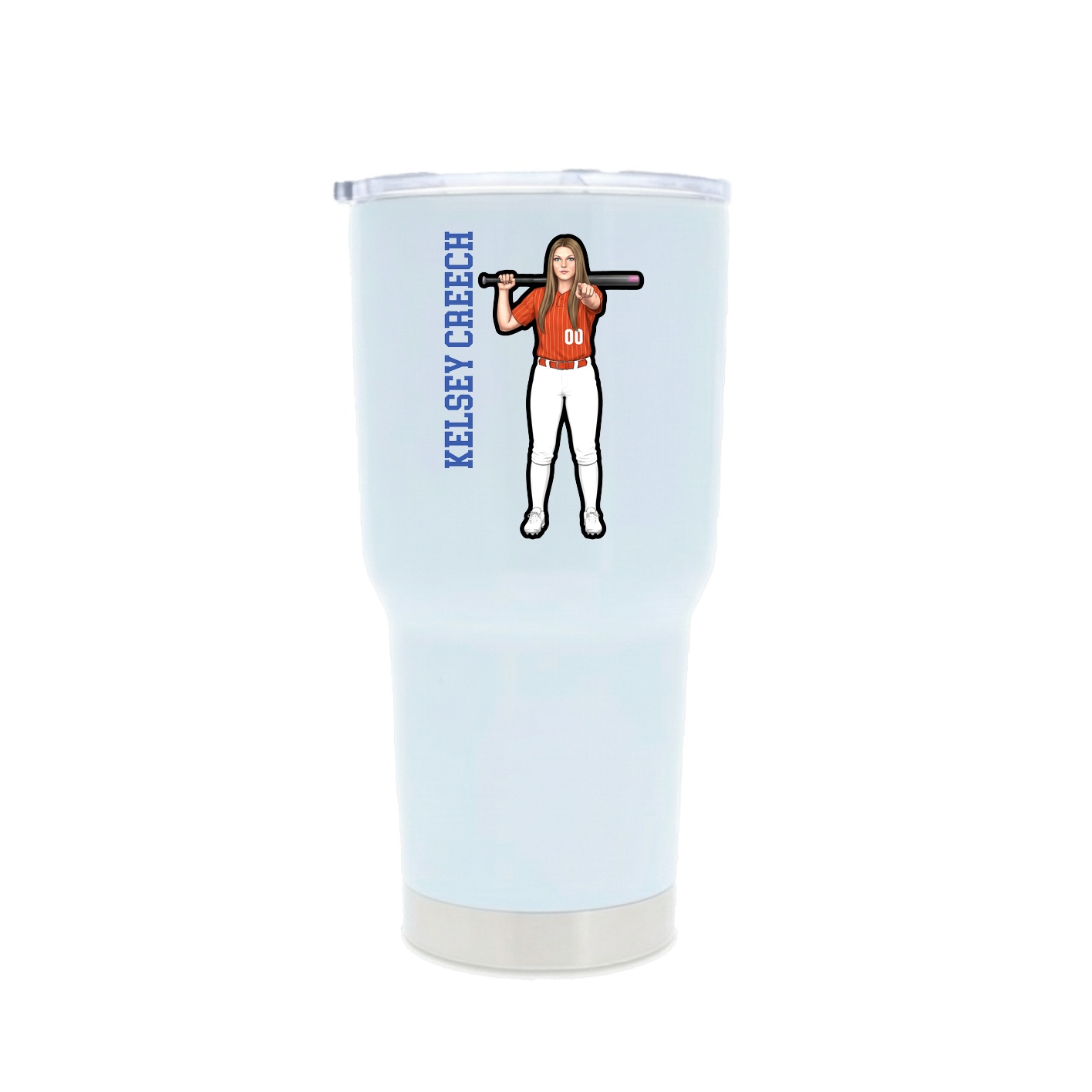 30oz Stainless Steel Tumbler — Name Vertical in White