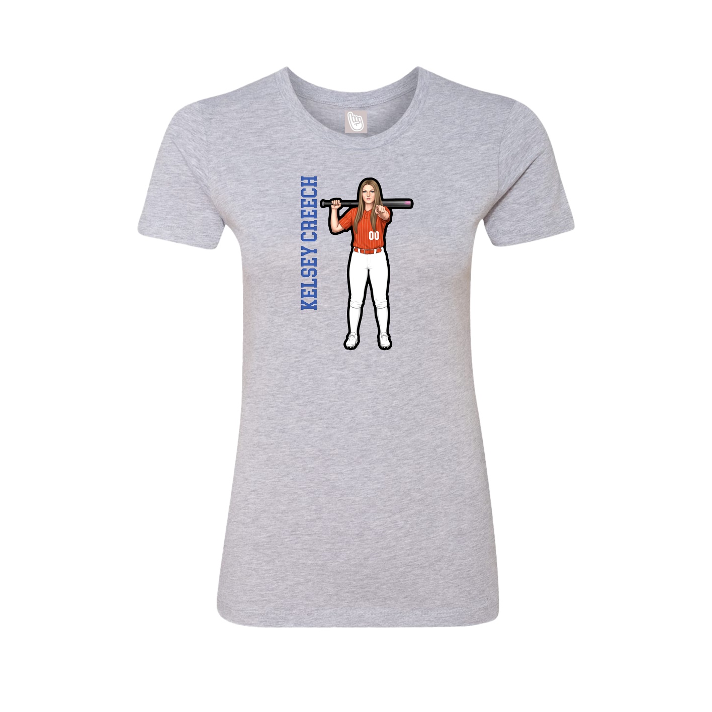 Womens Tee — Name Vertical in Grey
