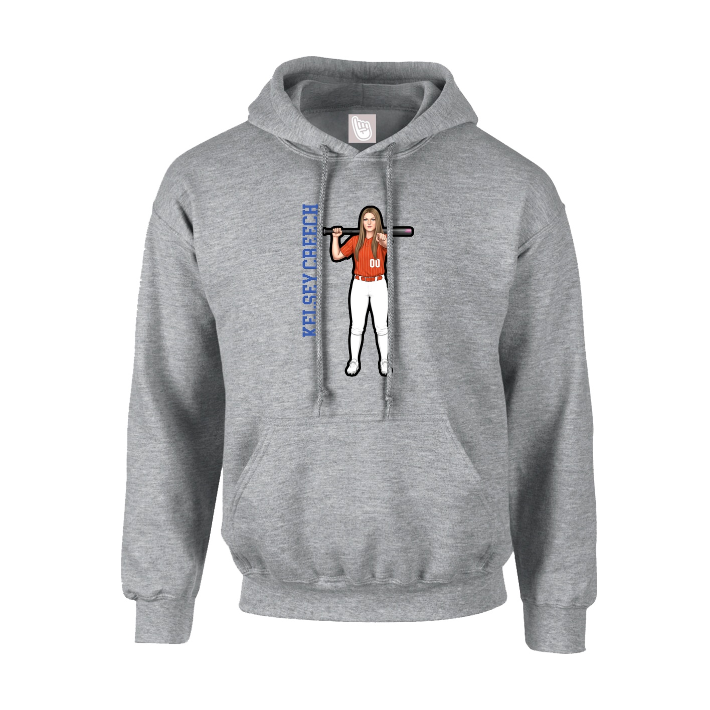 Hoodie — Name Vertical in Grey