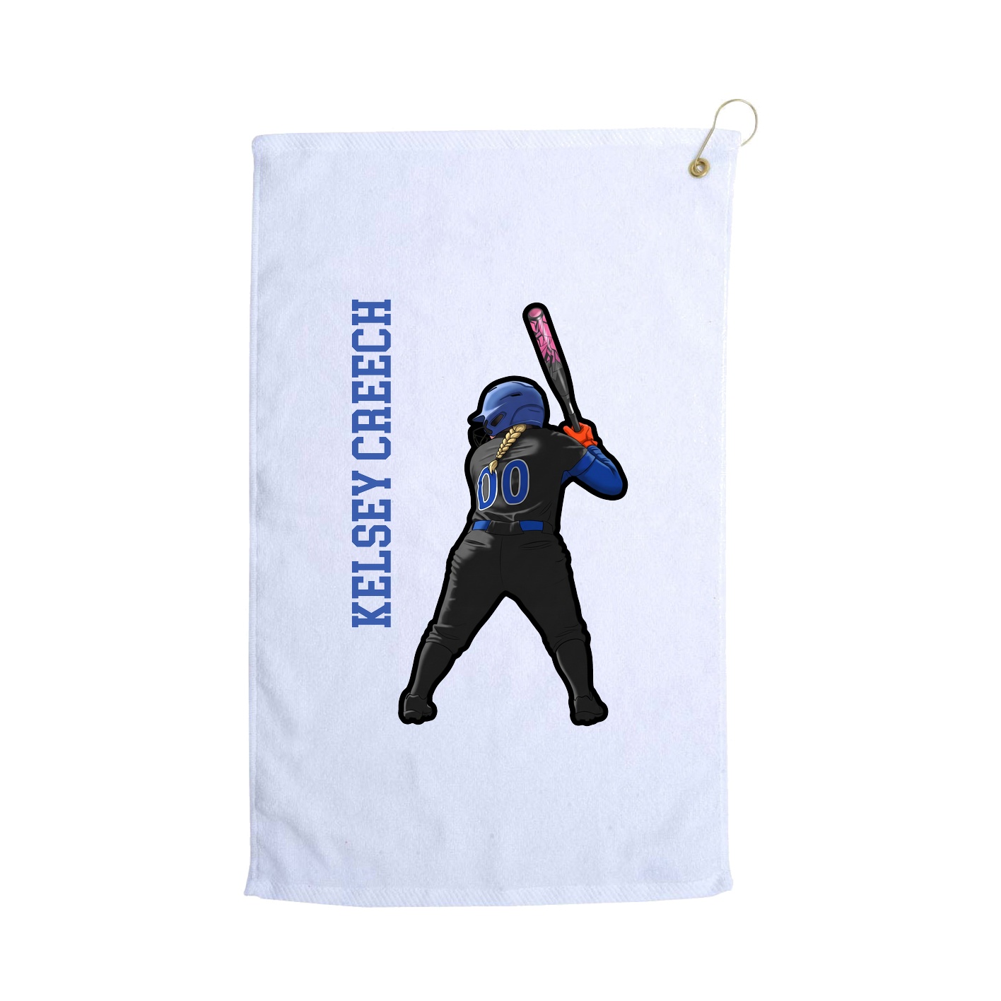 Golf Towel — Name Vertical in White
