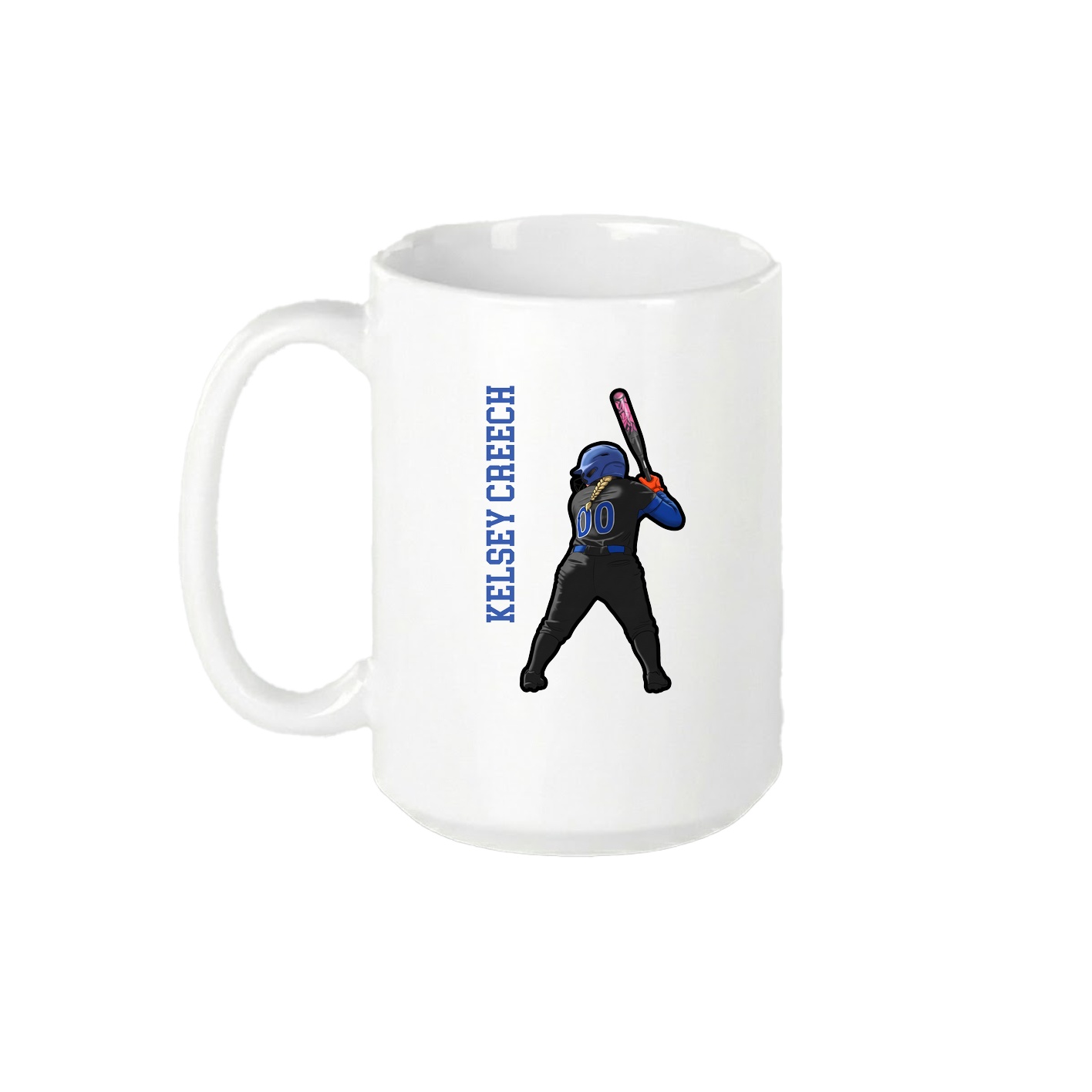 15oz Coffee Mug — Name Vertical in White