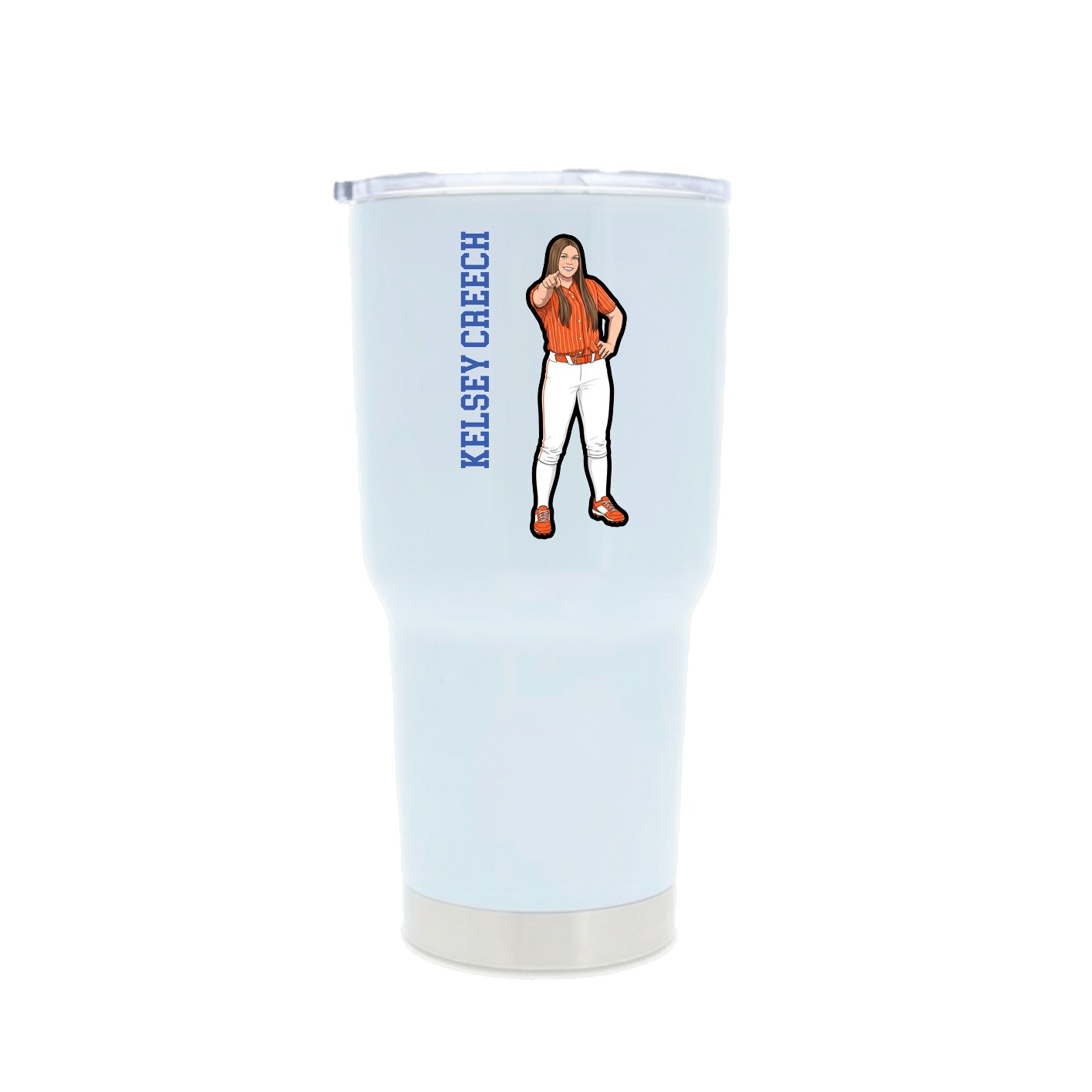 30oz Stainless Steel Tumbler — Name Vertical in White