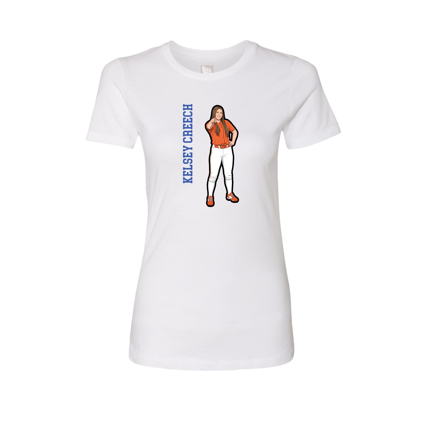 Womens Tee — Name Vertical in White