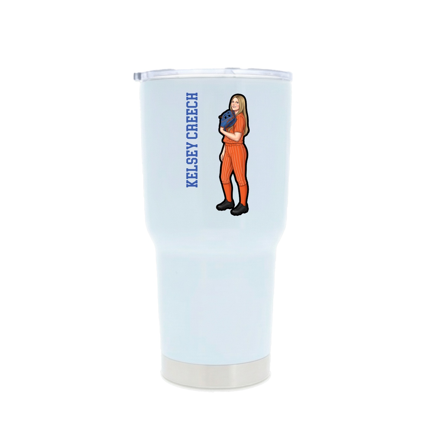 30oz Stainless Steel Tumbler — Name Vertical in White