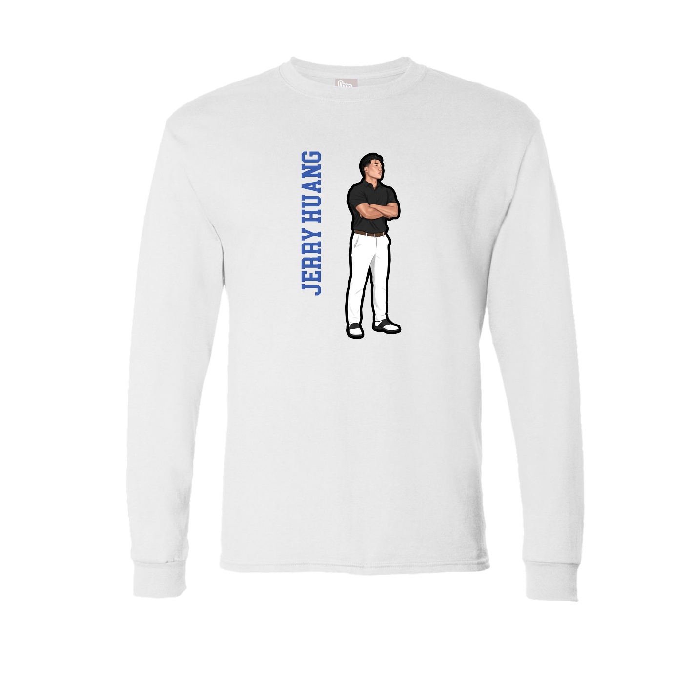 Long Sleeve Tee — Name Vertical in White