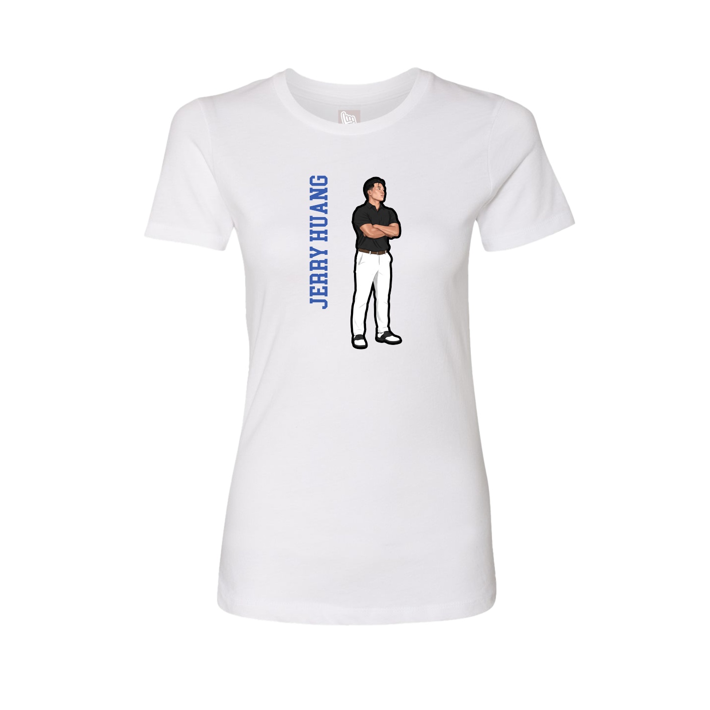 Womens Tee — Name Vertical in White