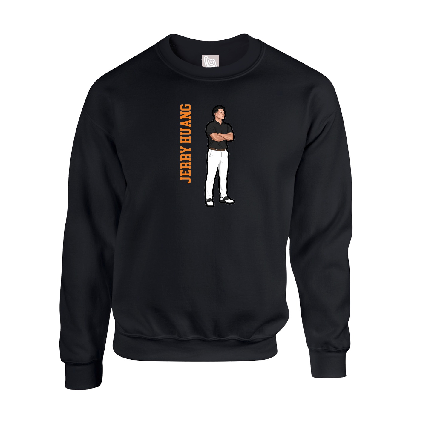 Fleece Crew — Name Vertical in Black