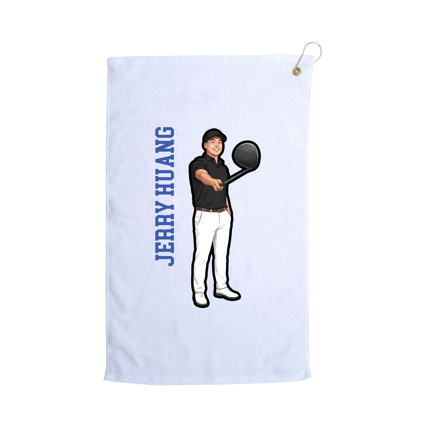 Golf Towel — Name Vertical in White