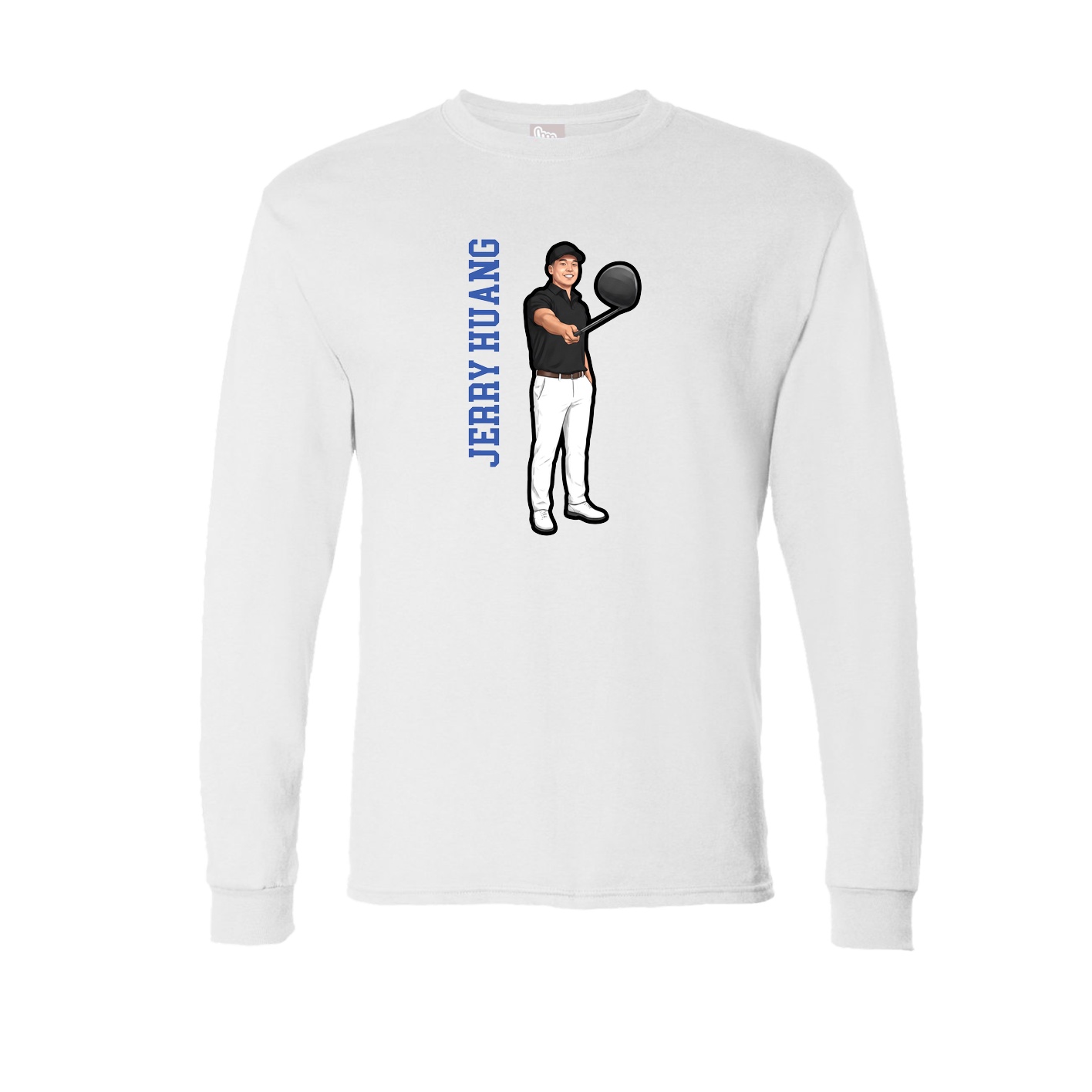 Long Sleeve Tee — Name Vertical in White