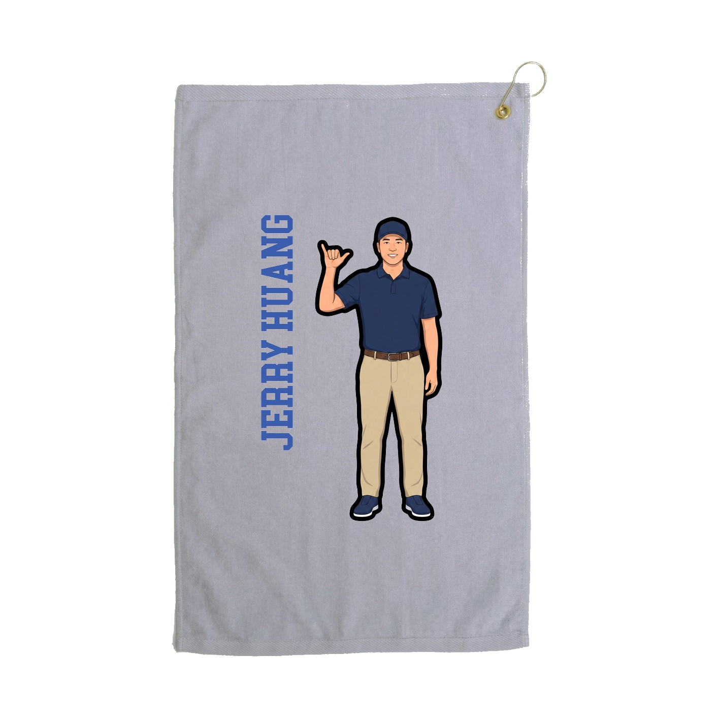 Golf Towel — Name Vertical in Grey