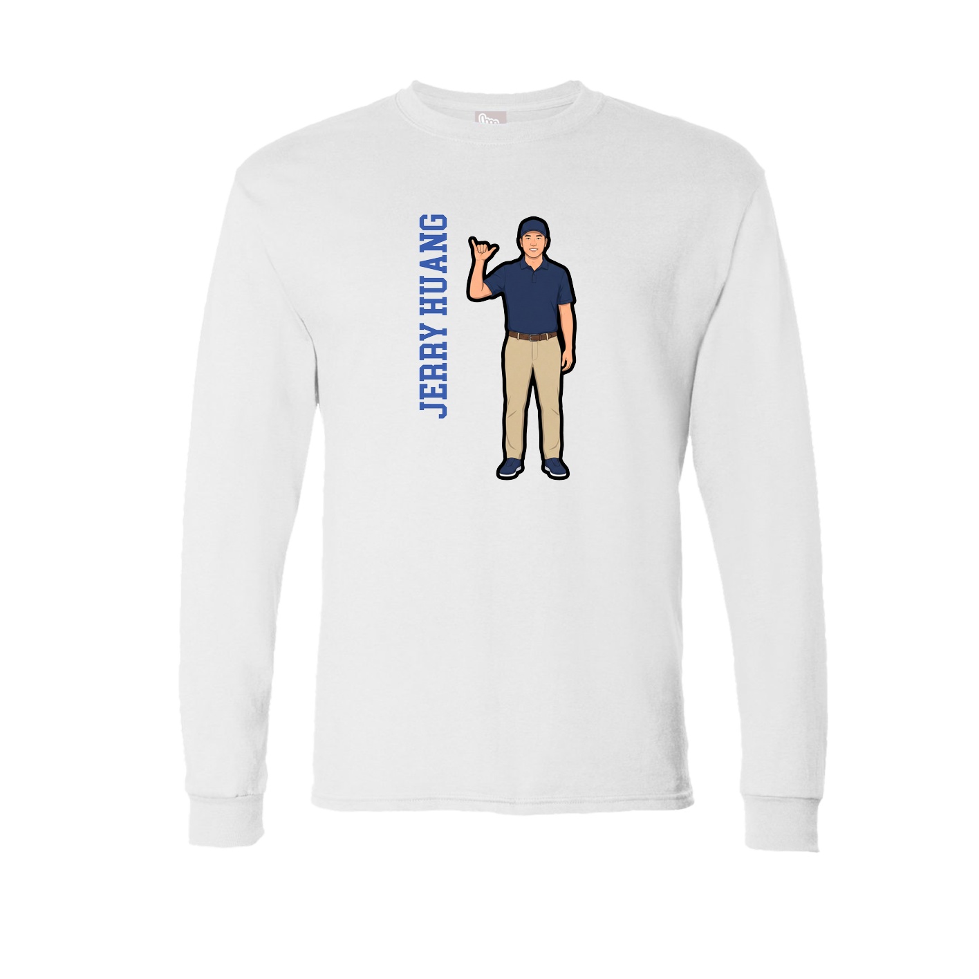 Long Sleeve Tee — Name Vertical in White