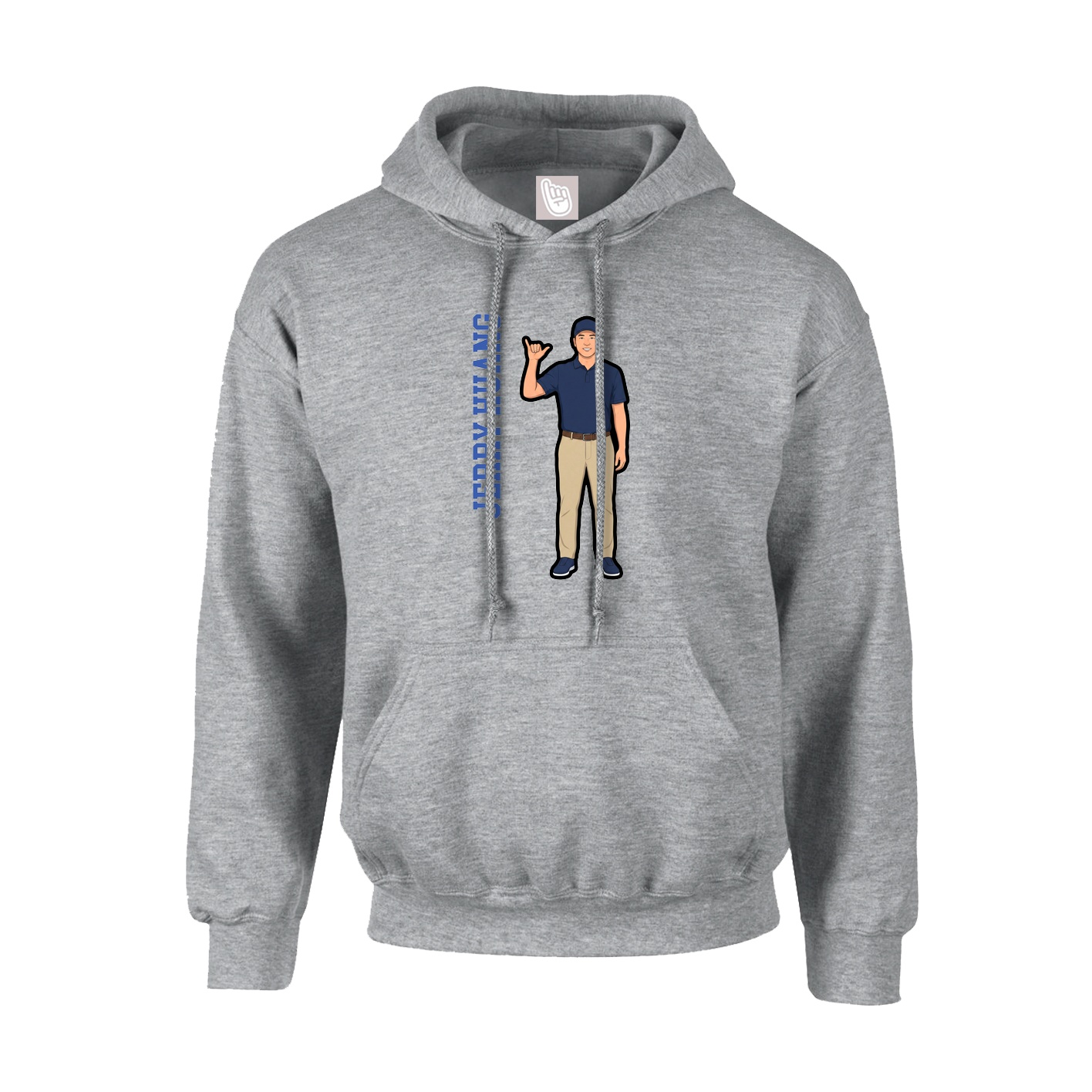 Hoodie — Name Vertical in Grey