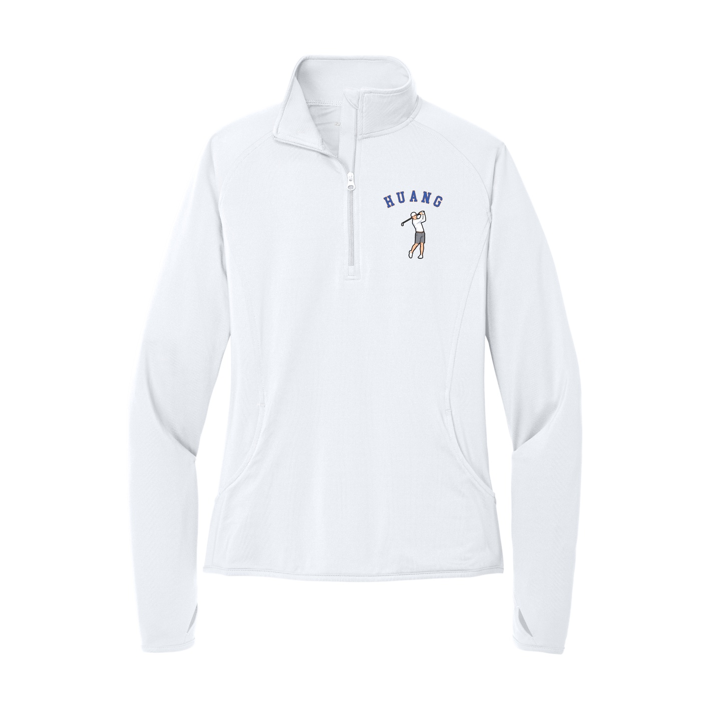 Women's Q-Zip Pullover — Shirsey Arch in White
