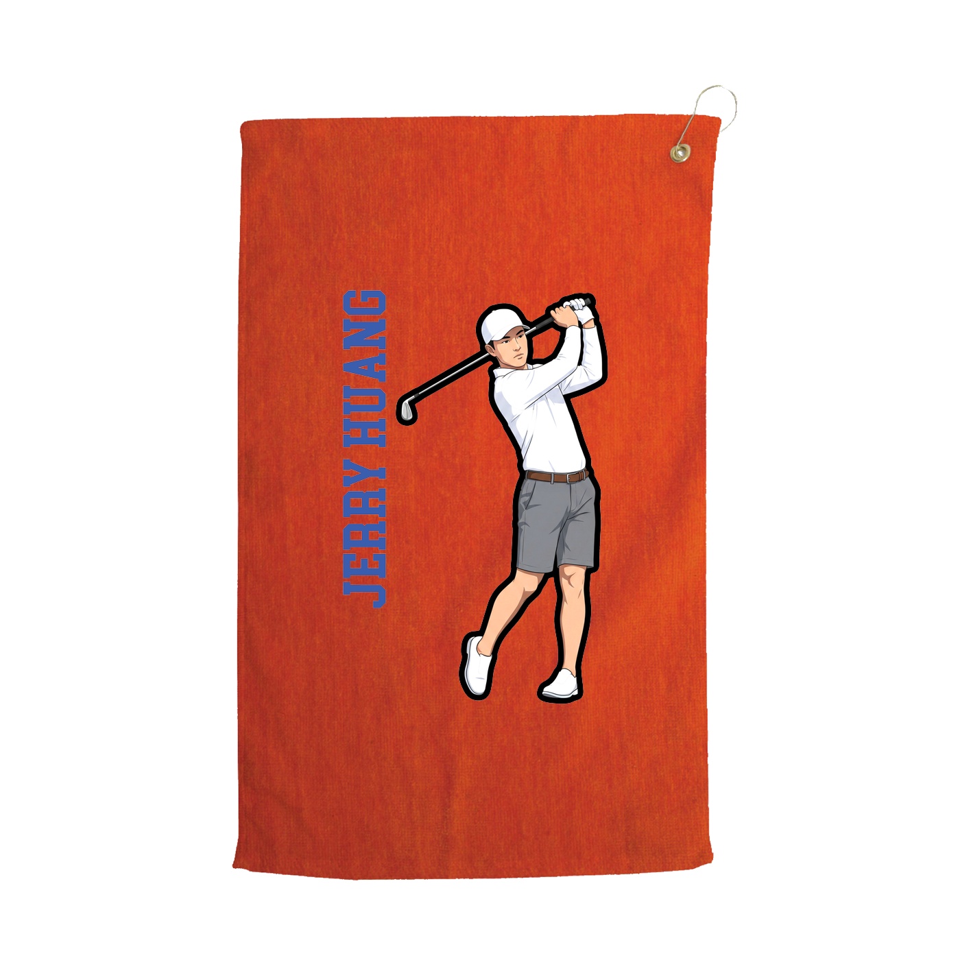Golf Towel — Name Vertical in Orange